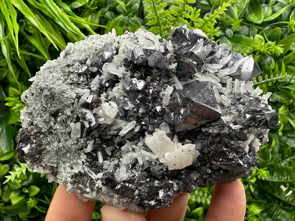 Sphalerite on Quartz Cluster, Natural Mineral Specimen, Home Decor Stone