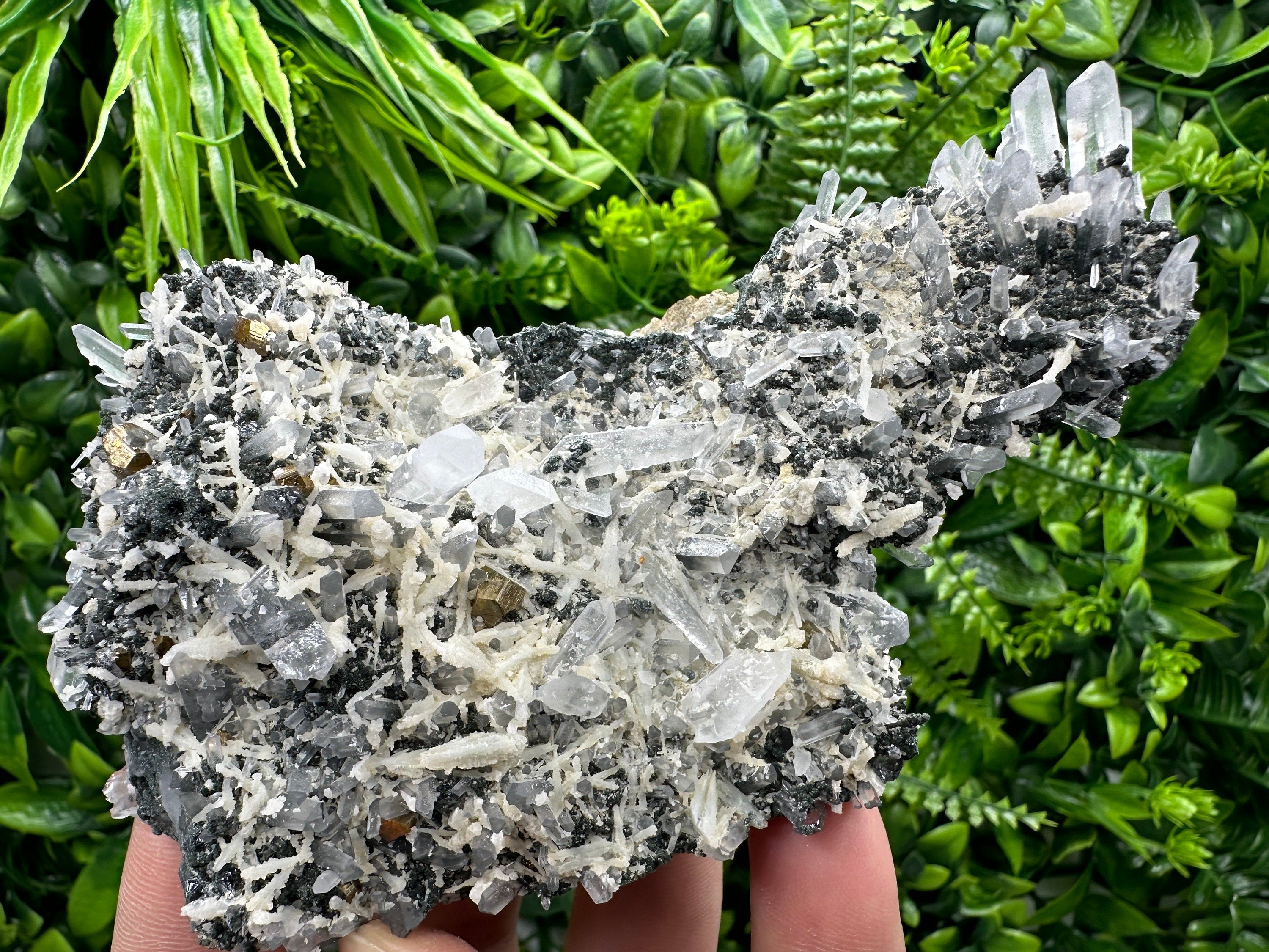 Calcite Pyrite Quartz Cluster: Chlorite Minerals, Bulgaria