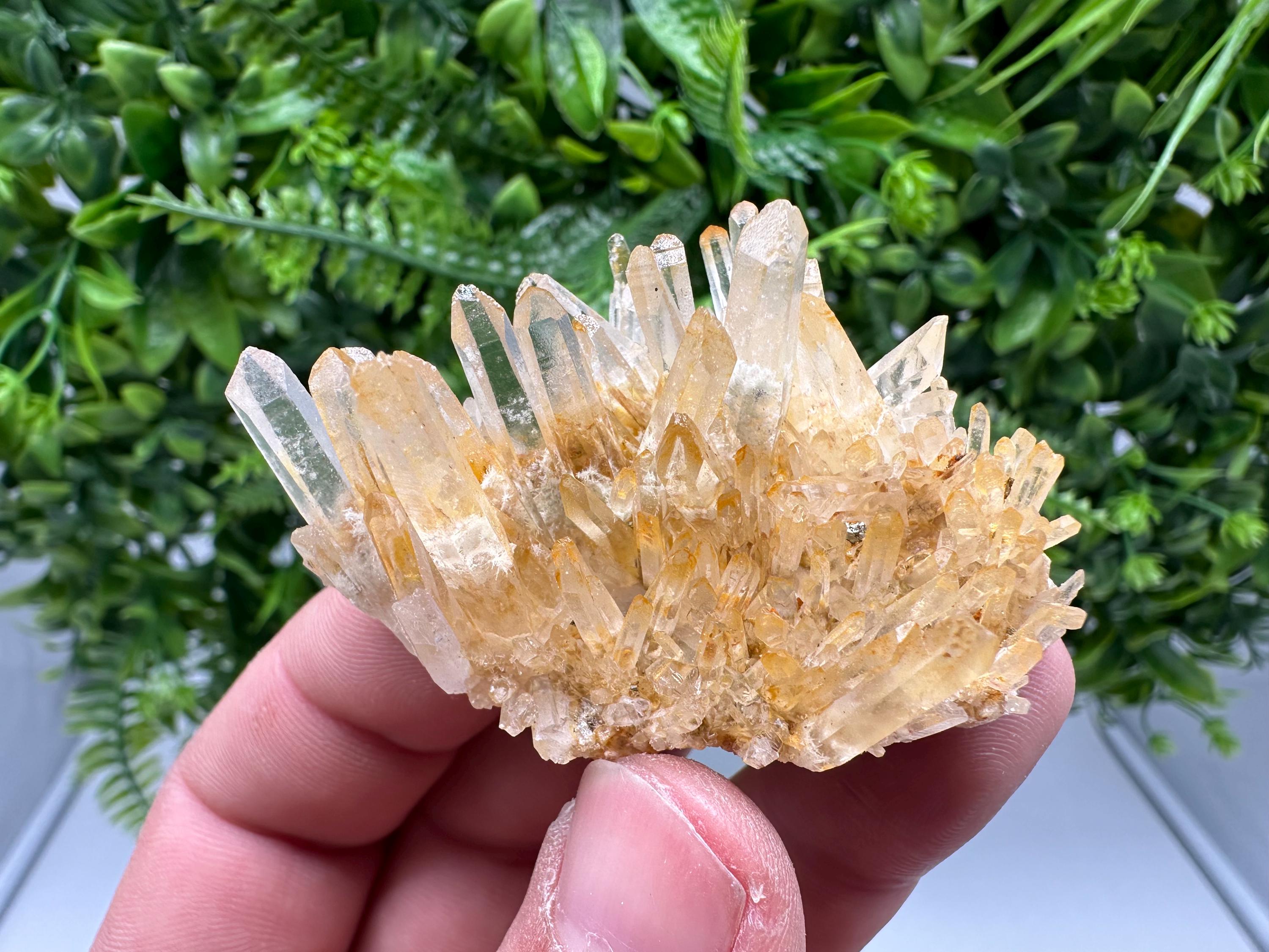 Transparent Quartz Limonite Crystal Cluster, 9th September mine,Mine, Bulgaria,natural,collection mineral specimen