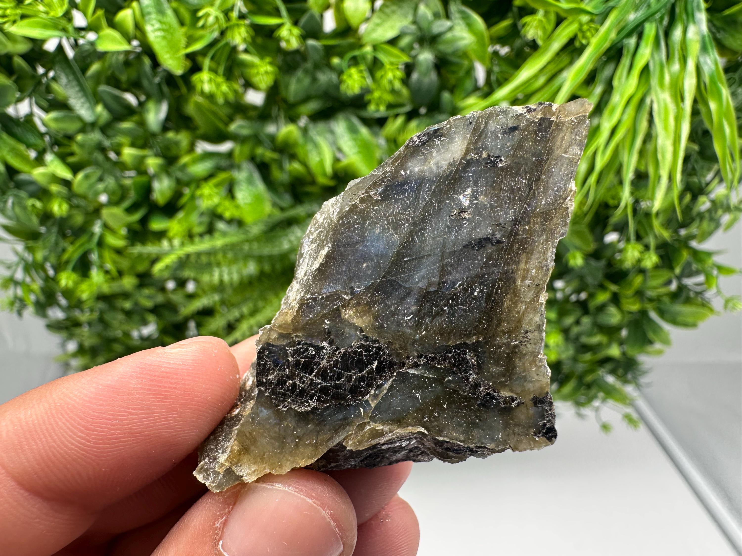 Polished Multifire Labradorite Slab: Crystal Decor, Crystal Grid (6.5/4/1.5 CM, 50 Grams)