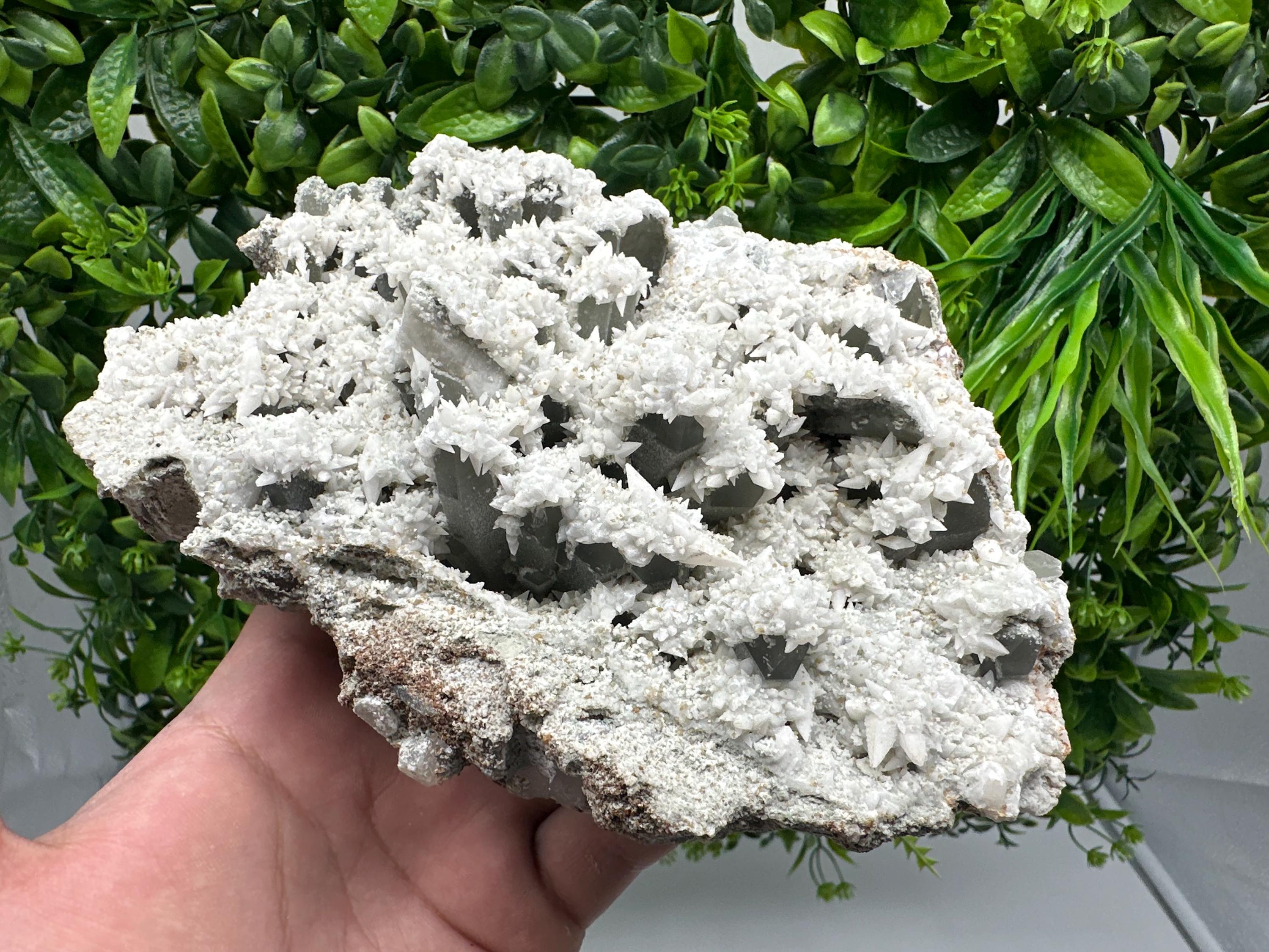 Quartz Cluster with Rhodochrosite, Calcite & Chlorite Inclusions