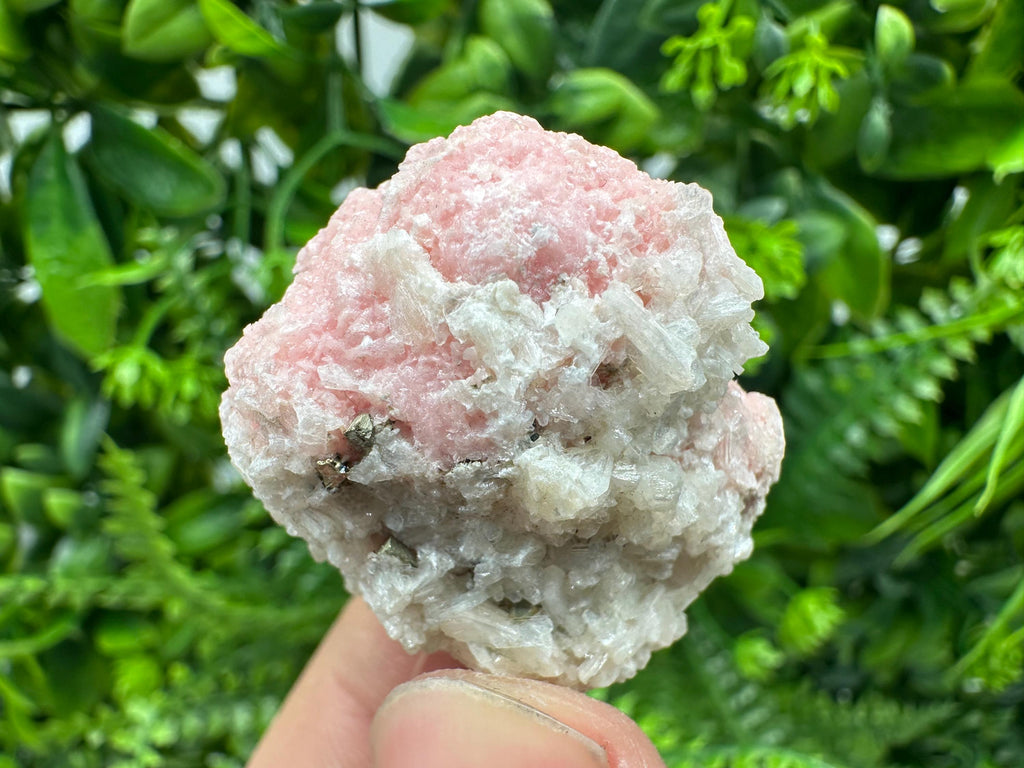 Rhodochrosite on Quartz Crystal, Starnica Mine, Bulgaria