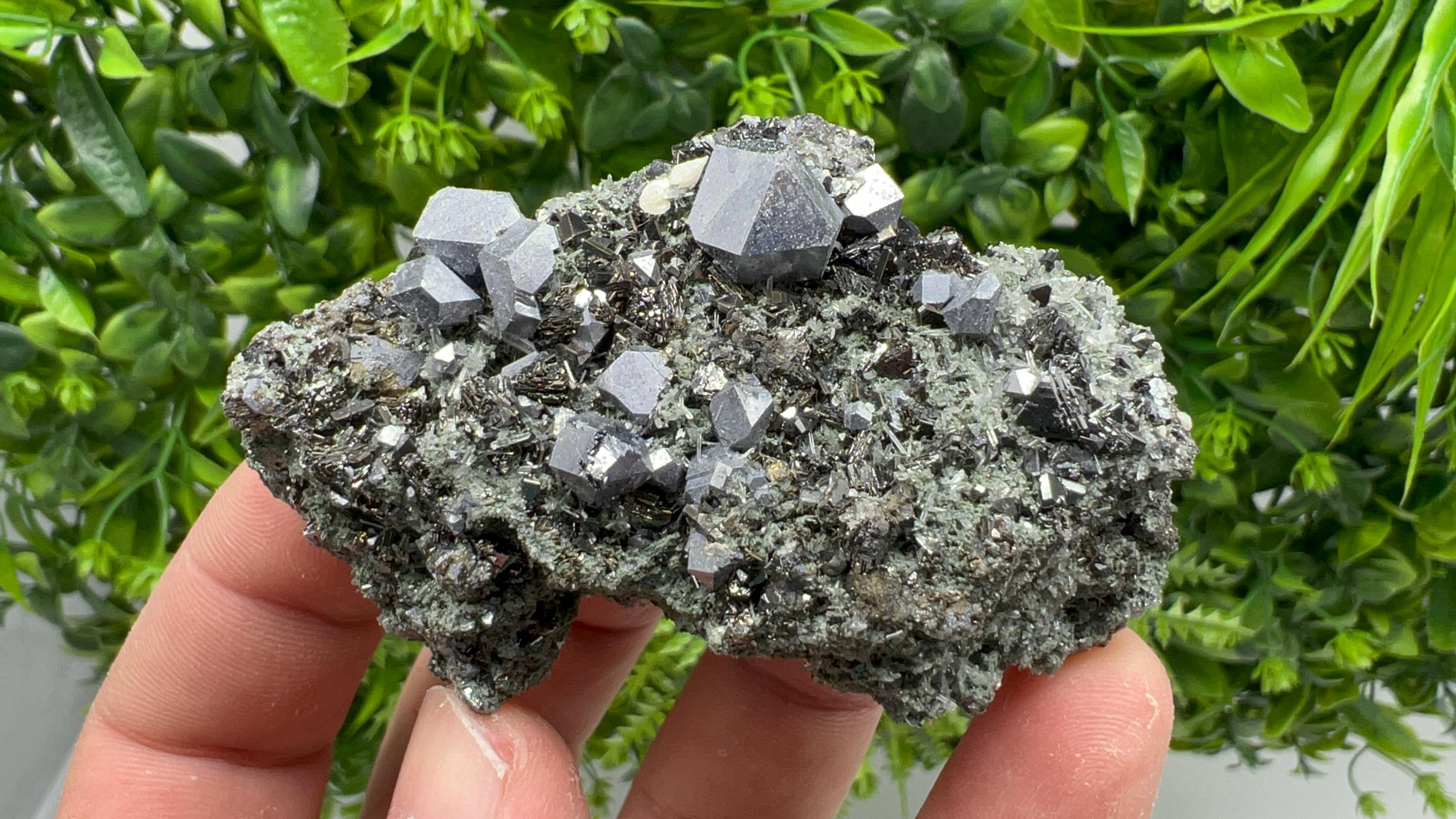 Sphalerite Galena Crystal Cluster with Quartz, Epidote & Chlorite