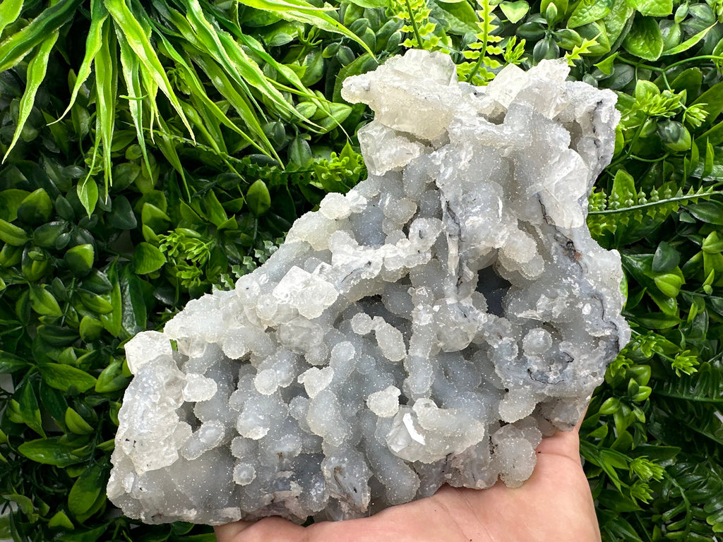 Transparent Apophyllite on Chalcedony, India Mineral Specimen