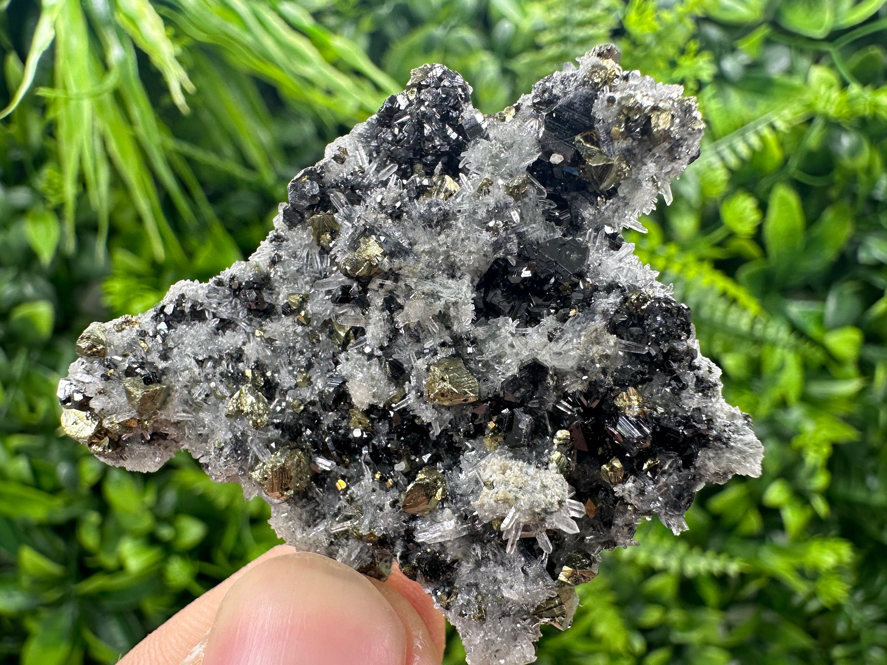 Chalcopyrite Galena Sphalerite on Quartz, Bulgaria Crystal Decor