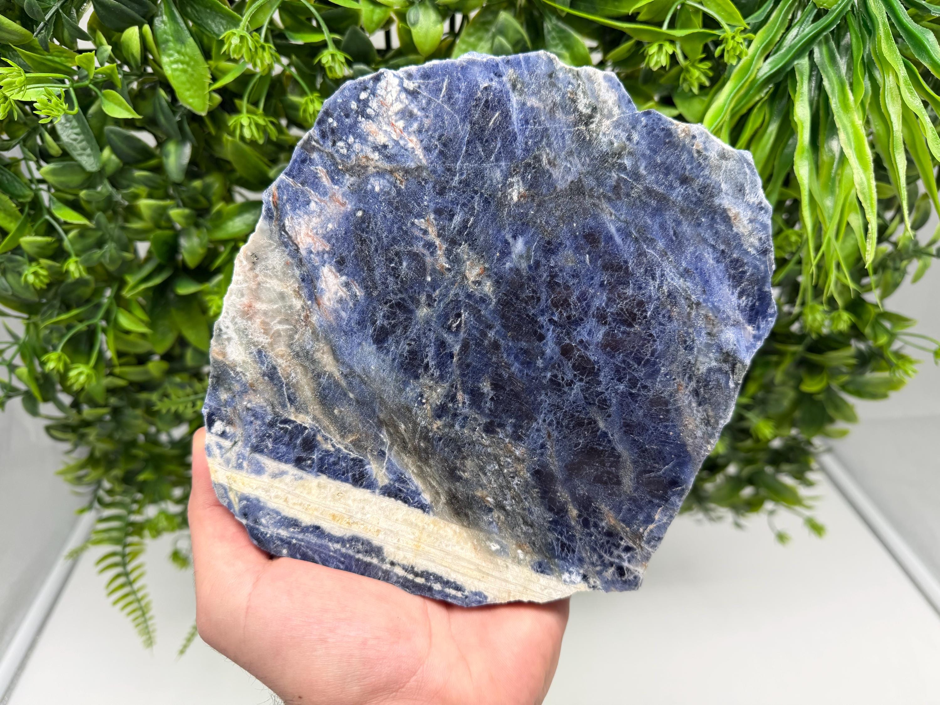 Polished Natural Sodalite Slice – Deep Blue Crystal Slab for Decor