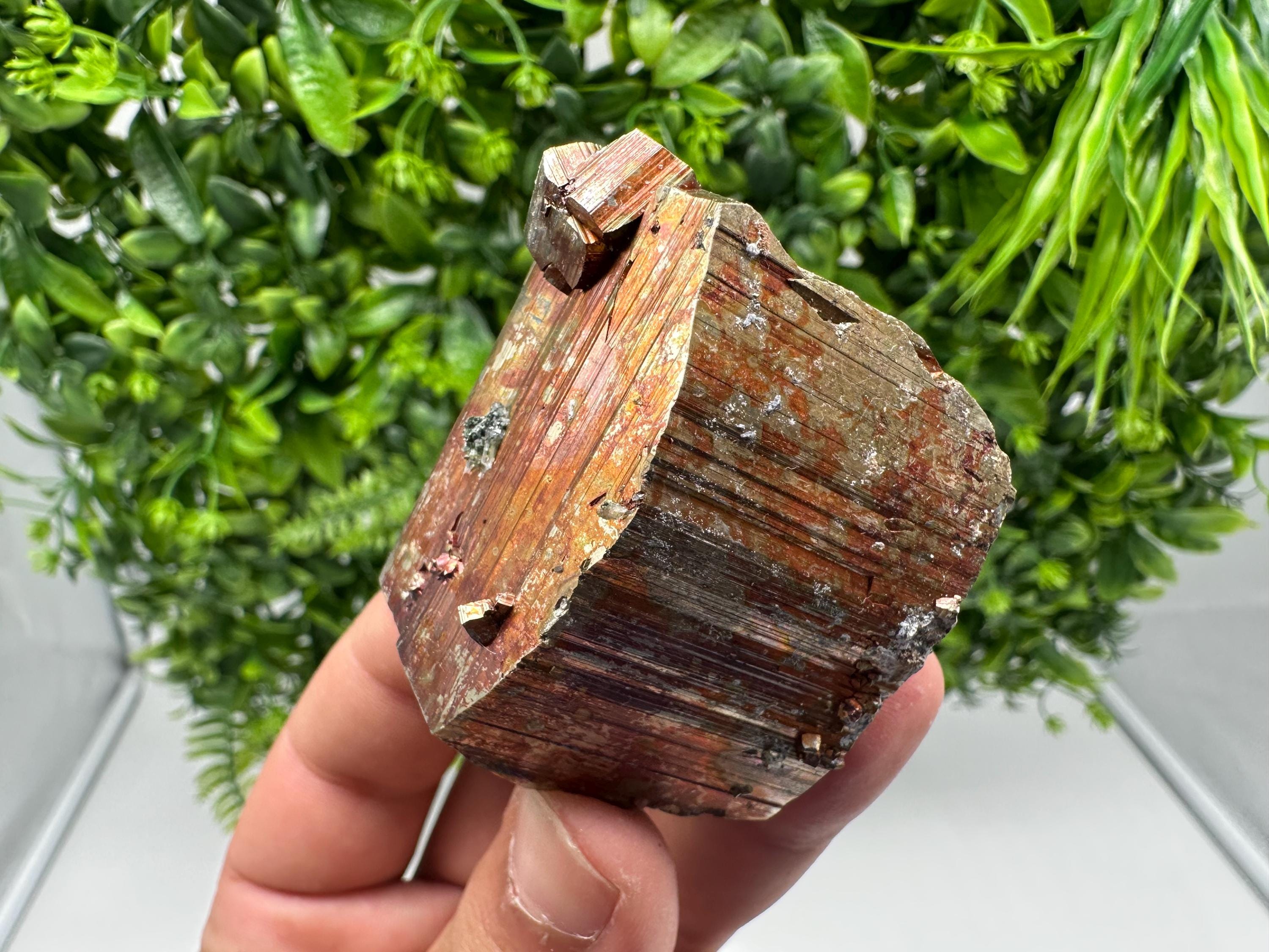 Rainbow Pyrite with Calcite, Natural Crystal Mineral Souvenir, Borieva Bulgaria