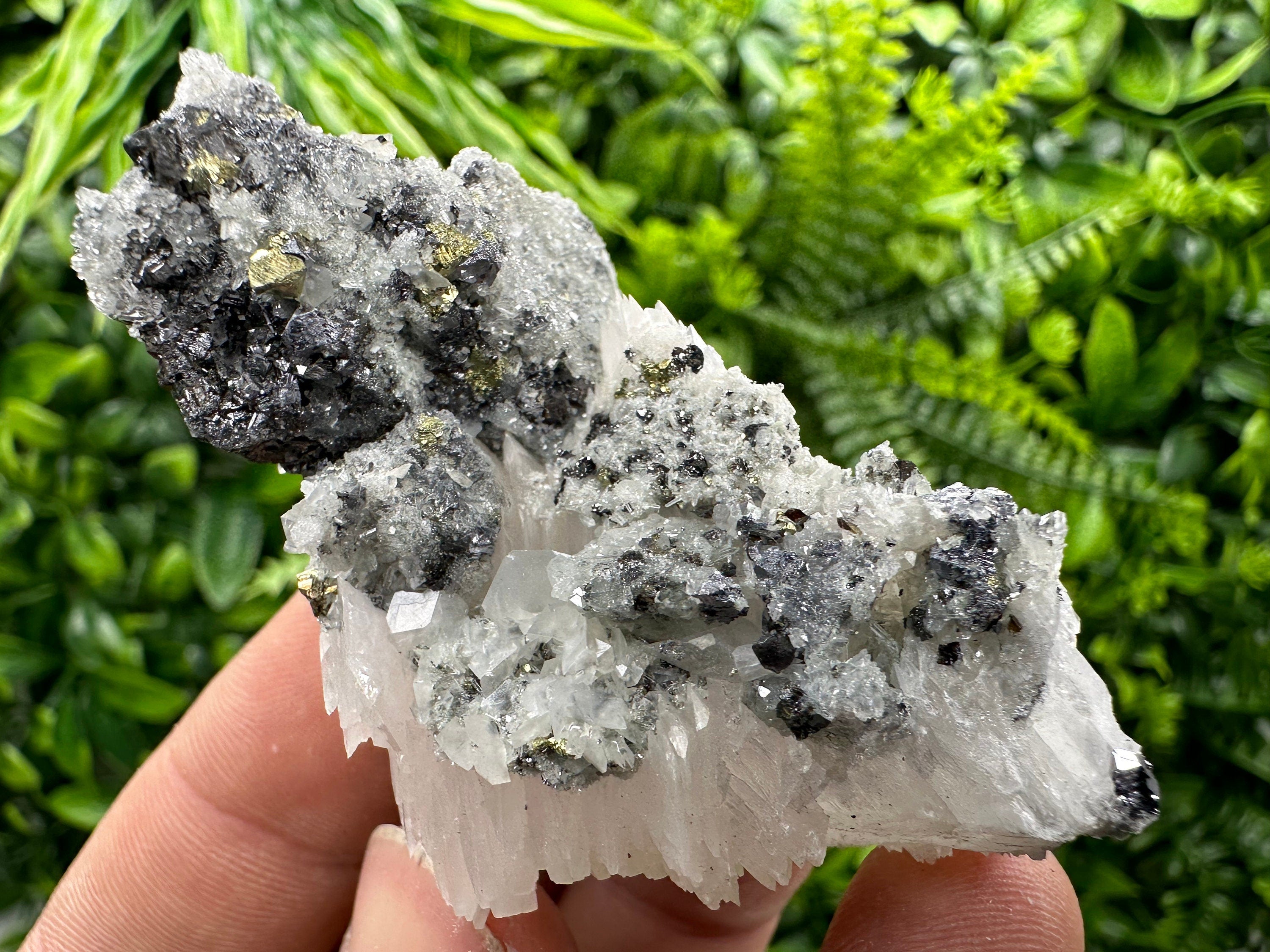 Chalcopyrite Galena Sphalerite on Quartz: Natural Mineral Decor