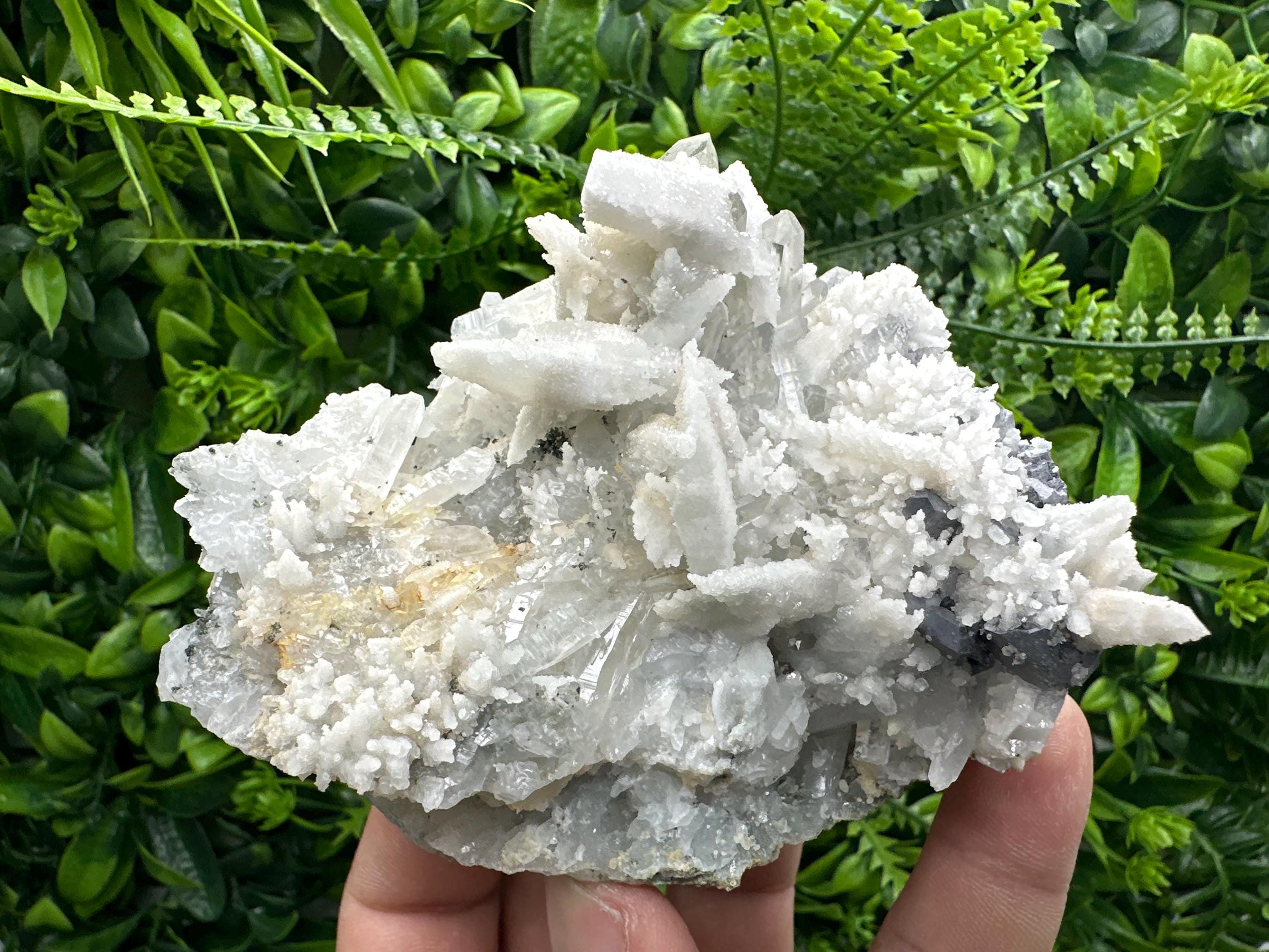 Calcite on Quartz with Galena, Borieva Mine Mineral Specimen