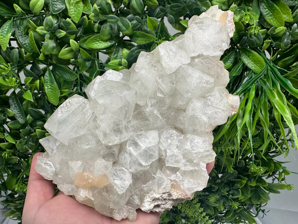 Large Apophyllite Stilbite on Chalcedony, India Mineral Specimen