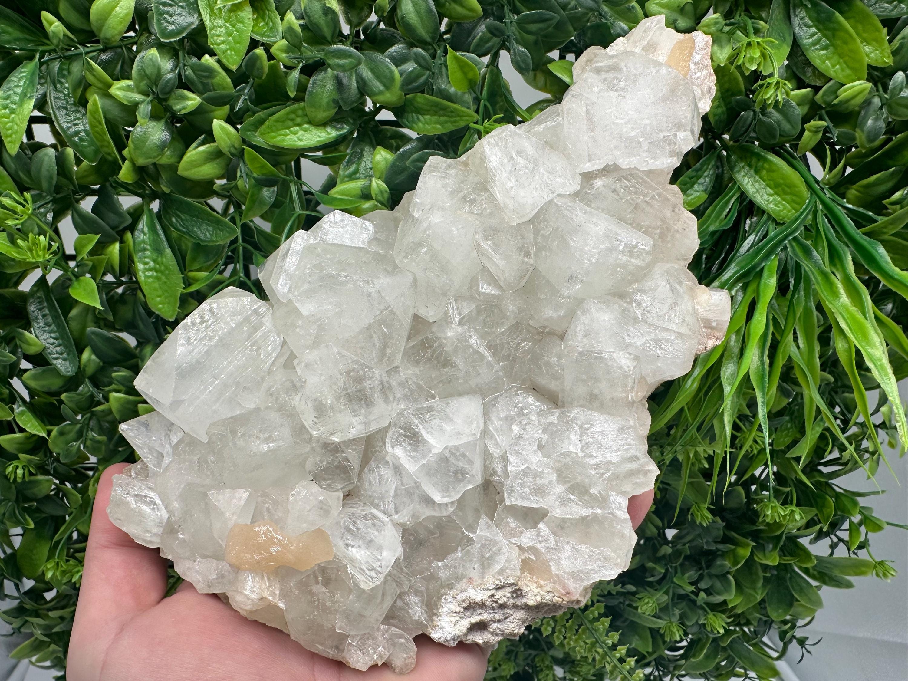 Large Apophyllite Stilbite on Chalcedony, India Mineral Specimen