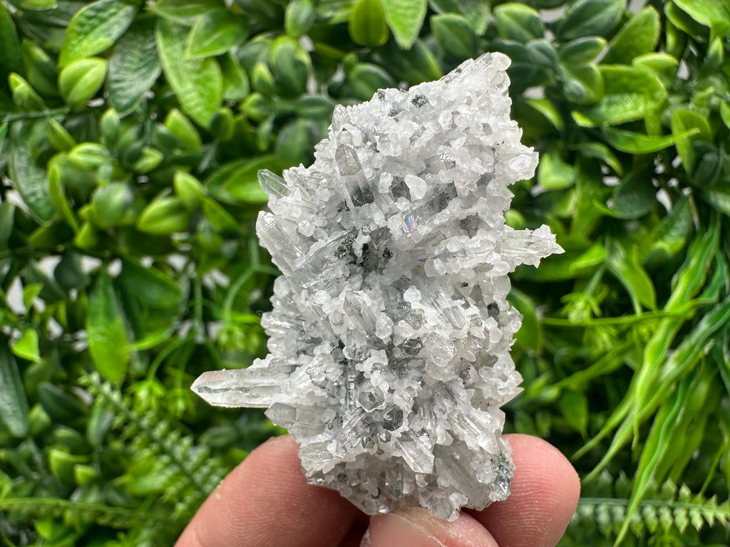 Transparent Quartz on Chlorite Matrix with Calcite, Bulgaria Mineral Specimen