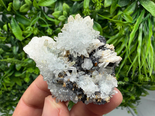 Chalcopyrite Galena Sphalerite Calcite on Quartz, Madan Bulgaria Mineral Specimen