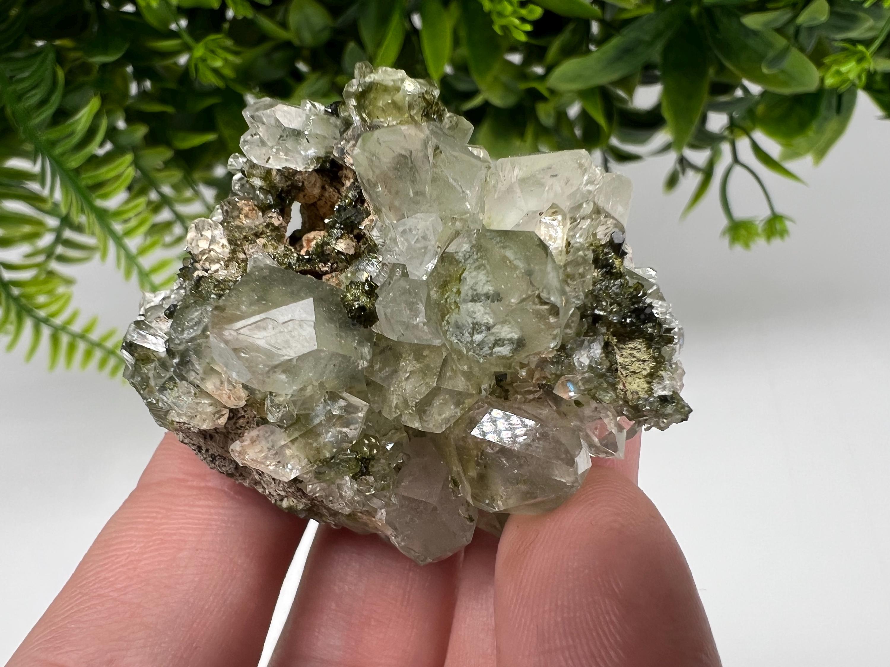 LARGE, Green Epidote with Quartz Crystals - Extremely Sparkly with Rainbows,souvenirs collection stone,gift,decor, Eastern Anatolian, Turkey
