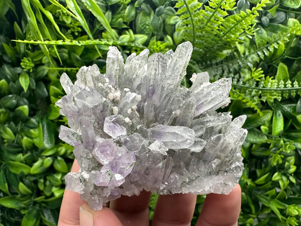 Amethyst Quartz Cluster, Calcite and Chlorite Inclusions, Rare Mineral Specimen