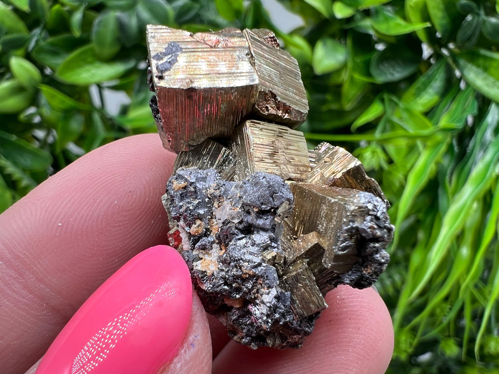 Rainbow Pyrite with Calcite, Natural Mineral Specimen, Bulgaria
