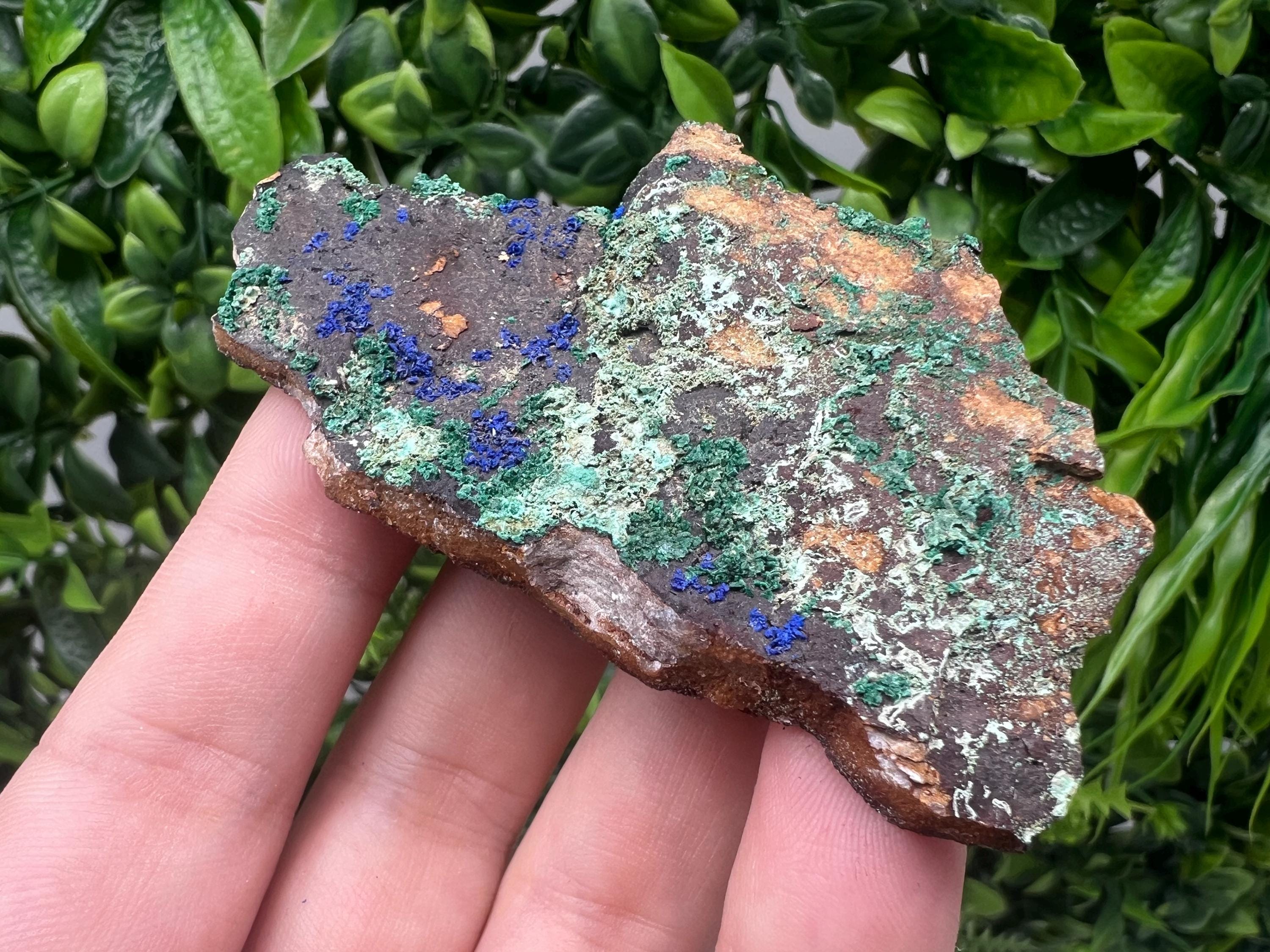 Azurite Malachite Mineral Specimen: Moroccan Blue-Green Crystal, Home Decor
