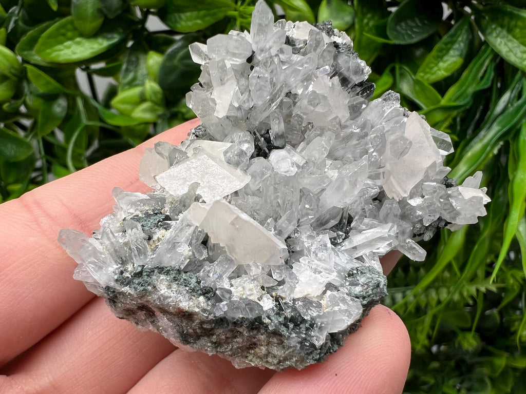 Calcite on Quartz Crystal: Borieva Mine, Bulgaria
