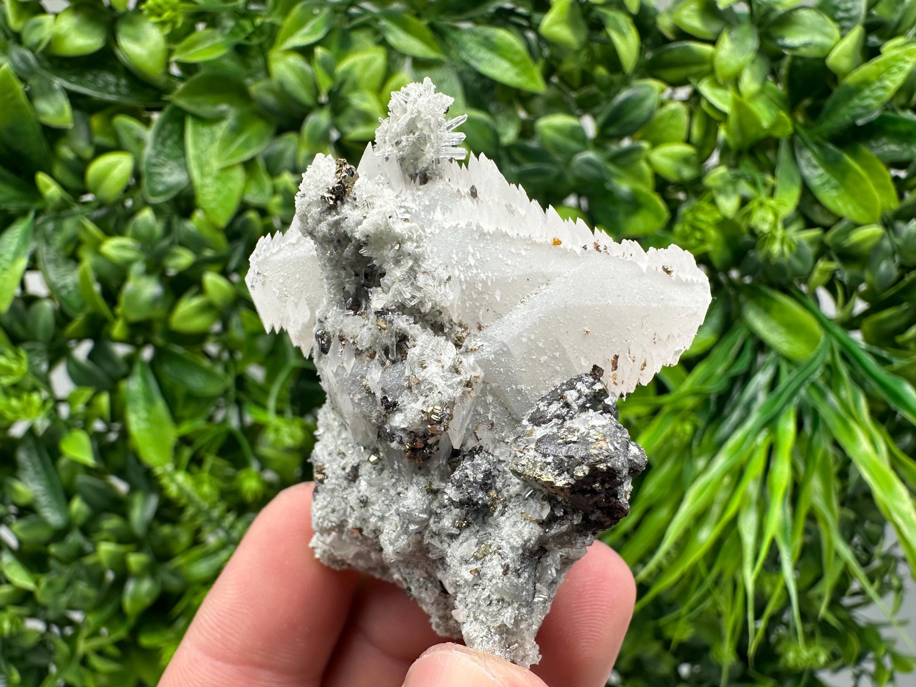 UV Calcite, Pyrite, Chlorite Mineral Specimen, Borieva Mine, Bulgaria