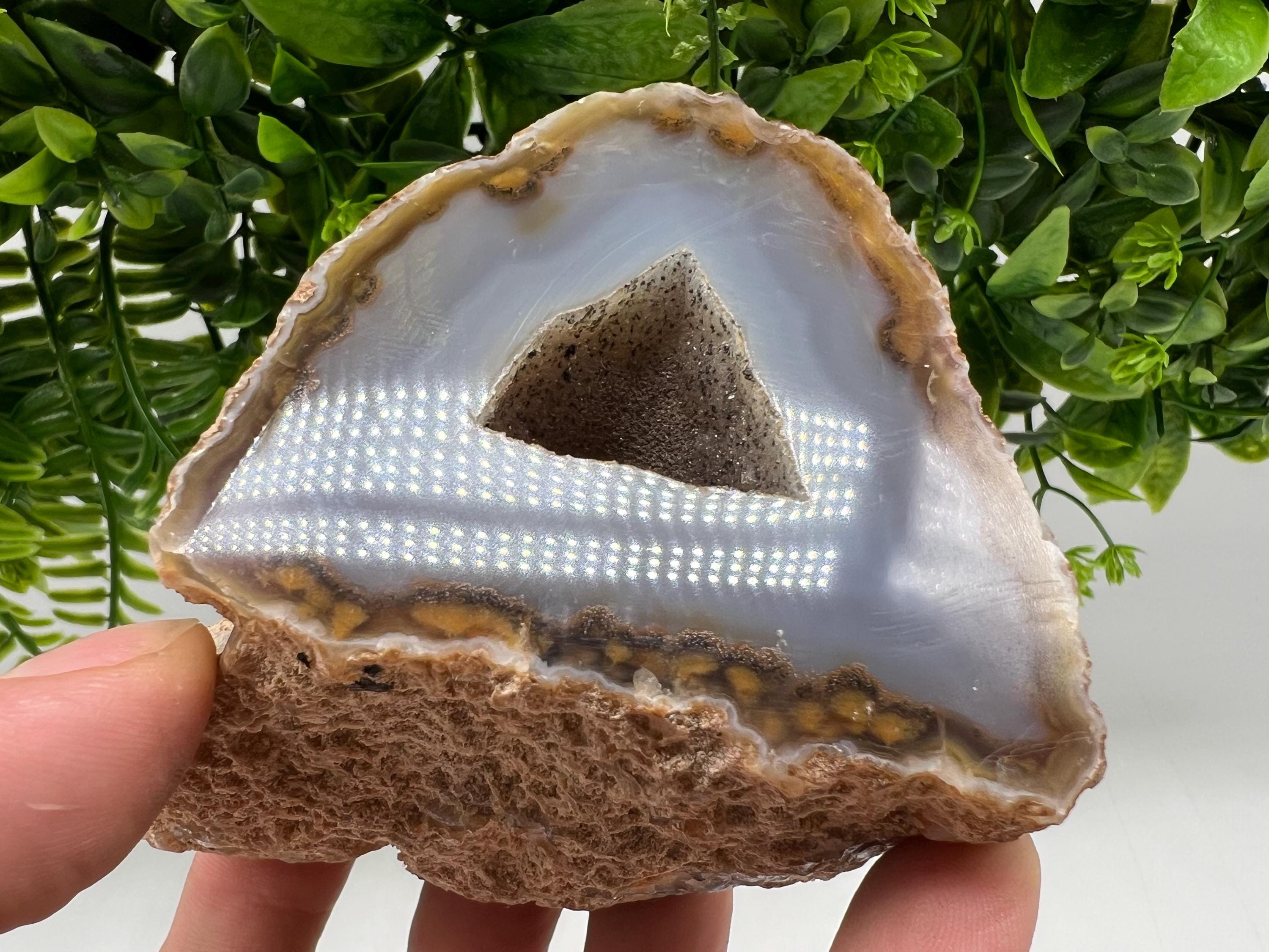 Blue Agate Druzy Geode, Natural Crystal