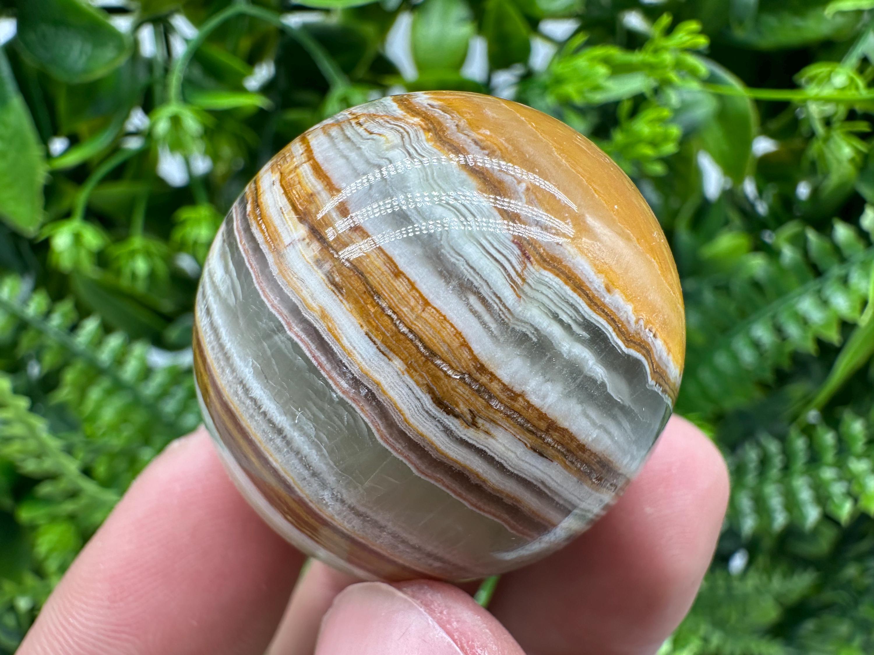 Green Banded Onyx Sphere: Healing Crystal (4cm)