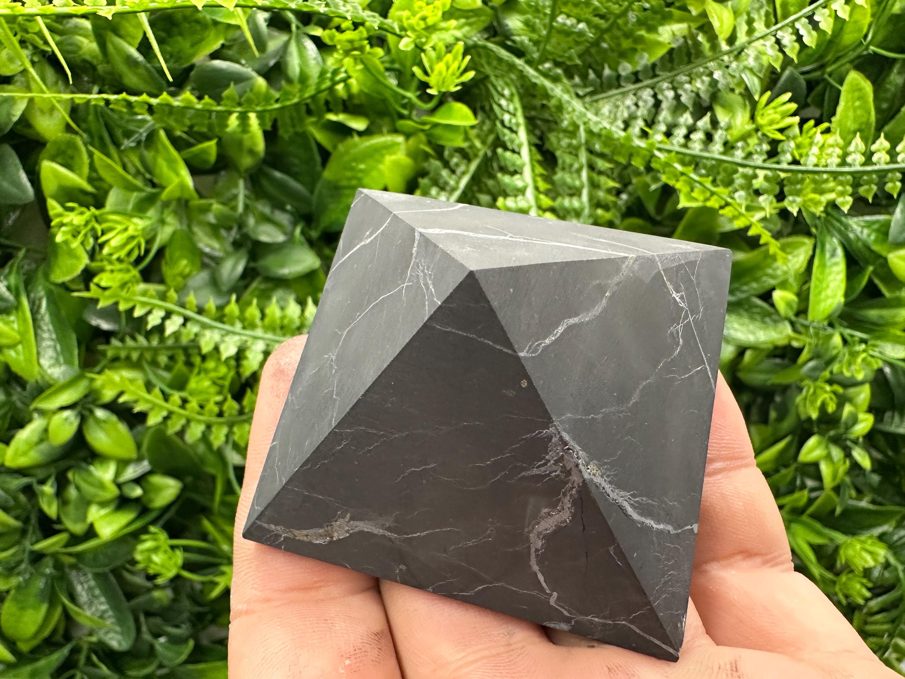 Shungite Pyramid (6cm): EMF & 5G Protection, Healing Crystal