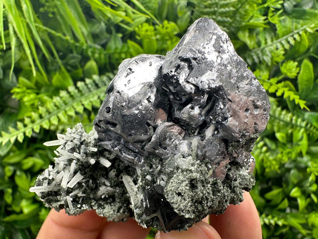 Galena on Sphalerite and Quartz: Borieva Mine Crystal Decor
