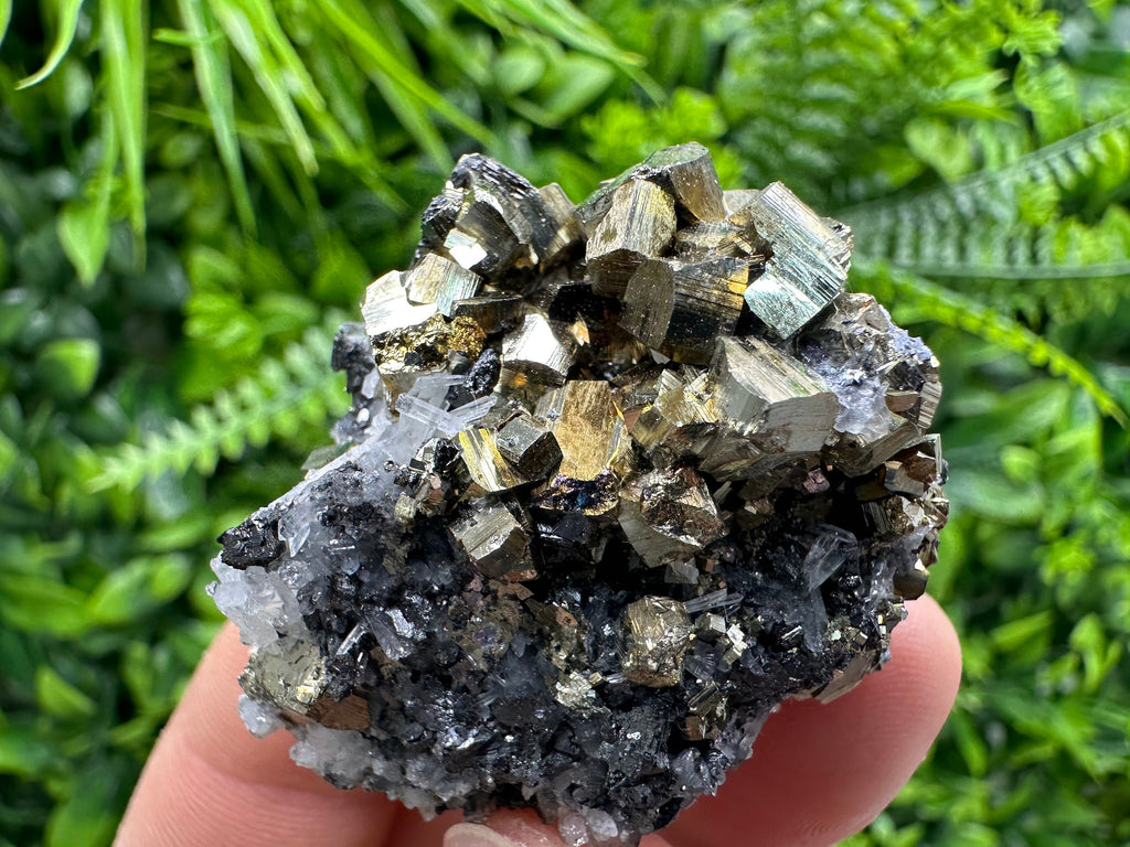 Rainbow Pyrite on Sphalerite & Quartz, Borieva Mine, Bulgaria