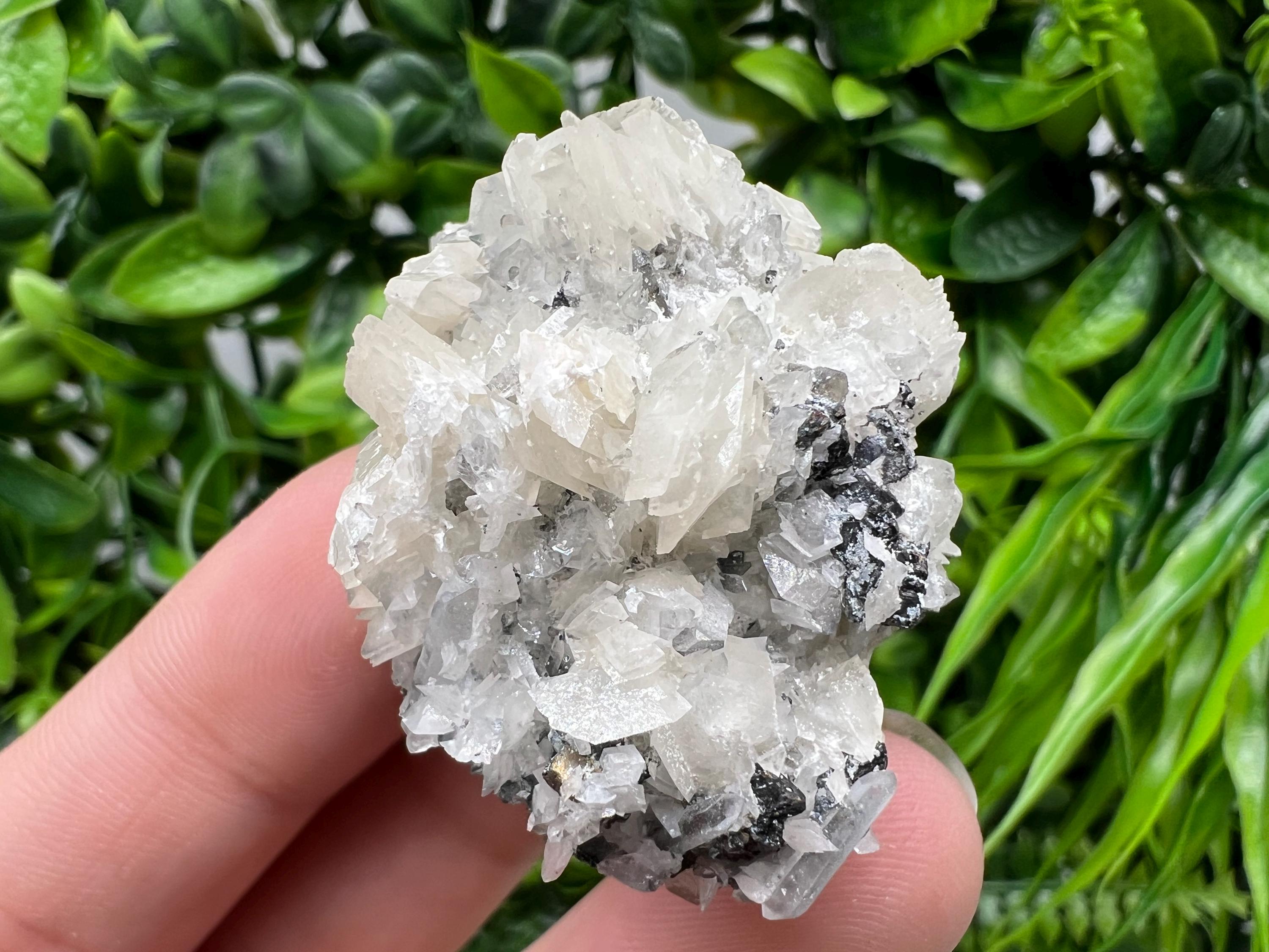 Calcite on Quartz, Borieva Mine Mineral Specimen