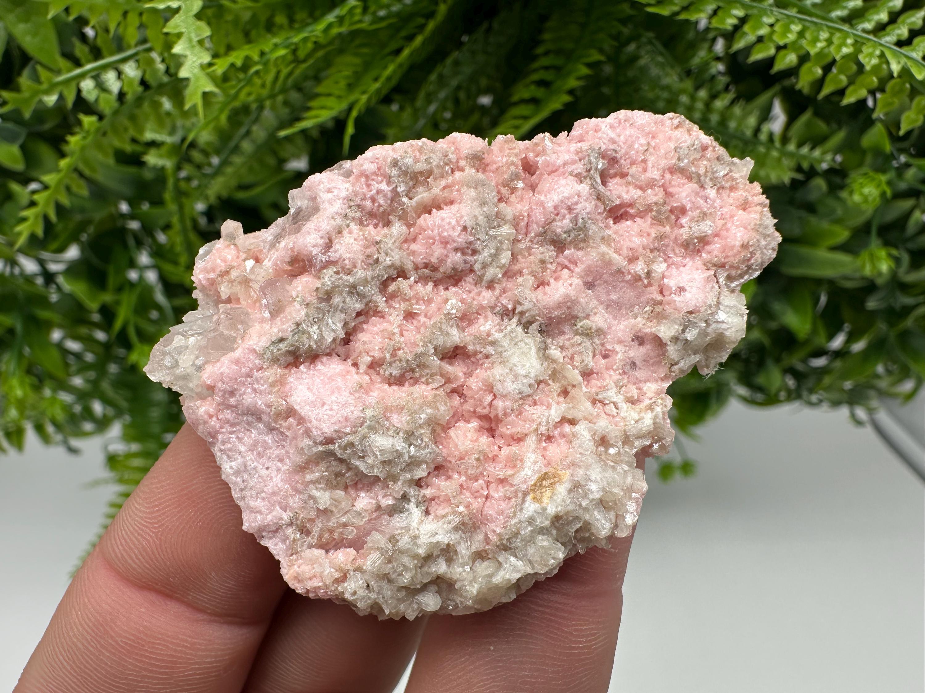 Rhodochrosite on Quartz: Pink Mineral Specimen, Starnica Mine