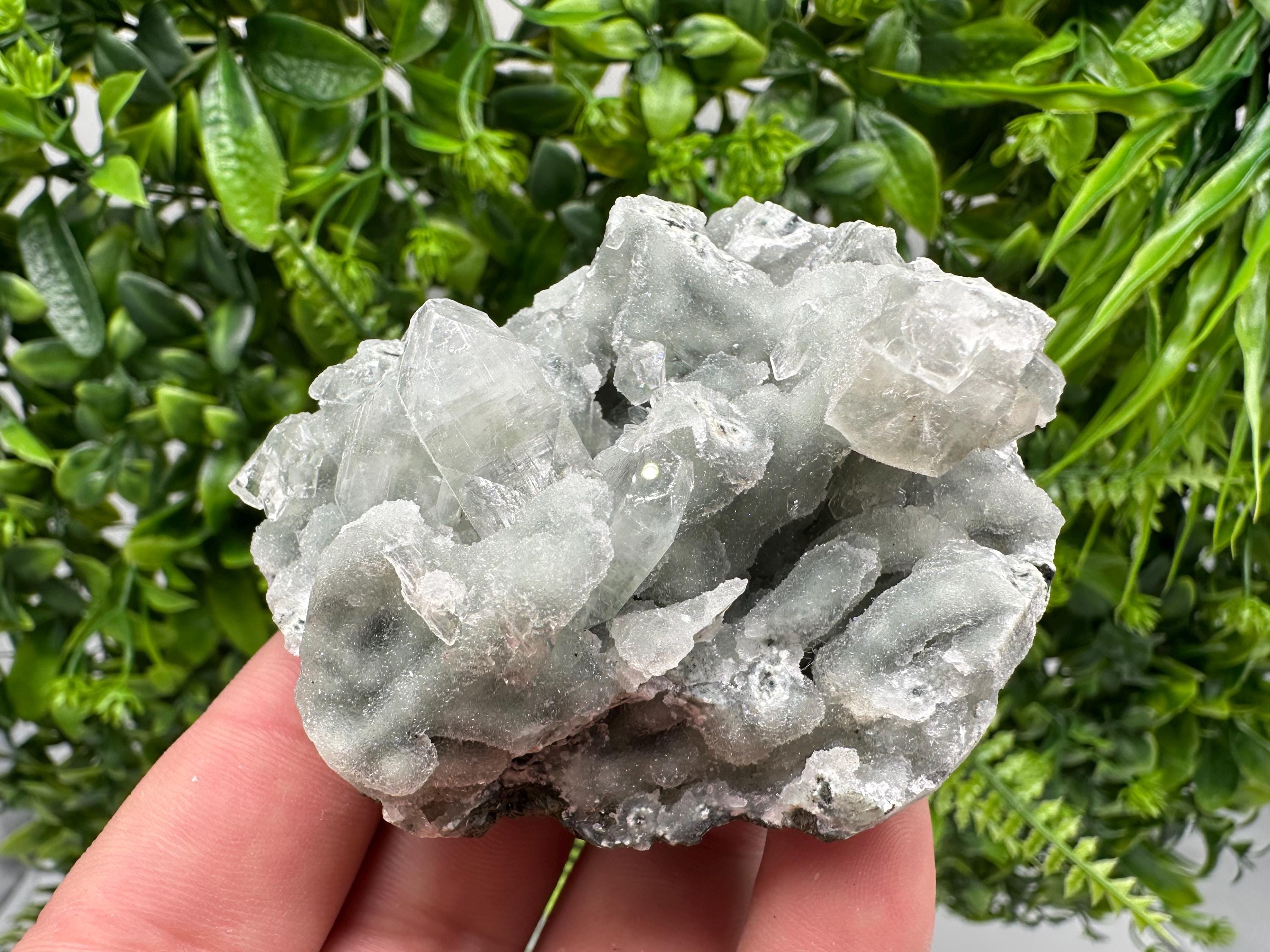 Transparent Apophyllite on Chalcedony, Natural India Mineral Specimen