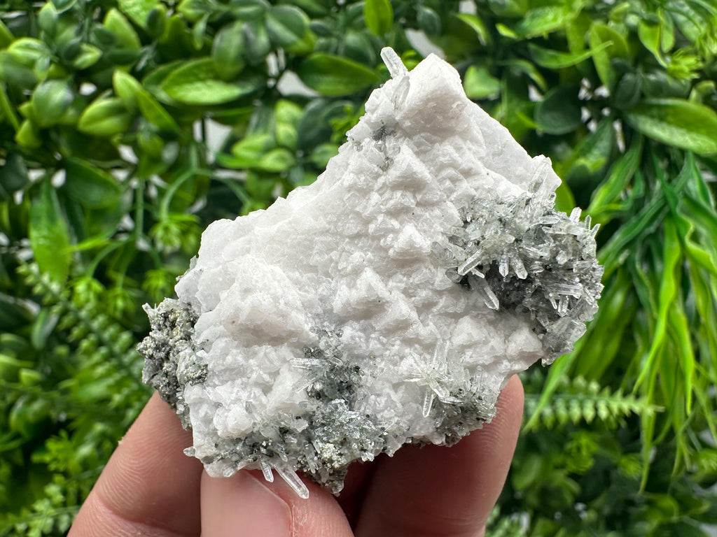 Quartz Crystal on Calcite, Chlorite Matrix Mineral Specimen
