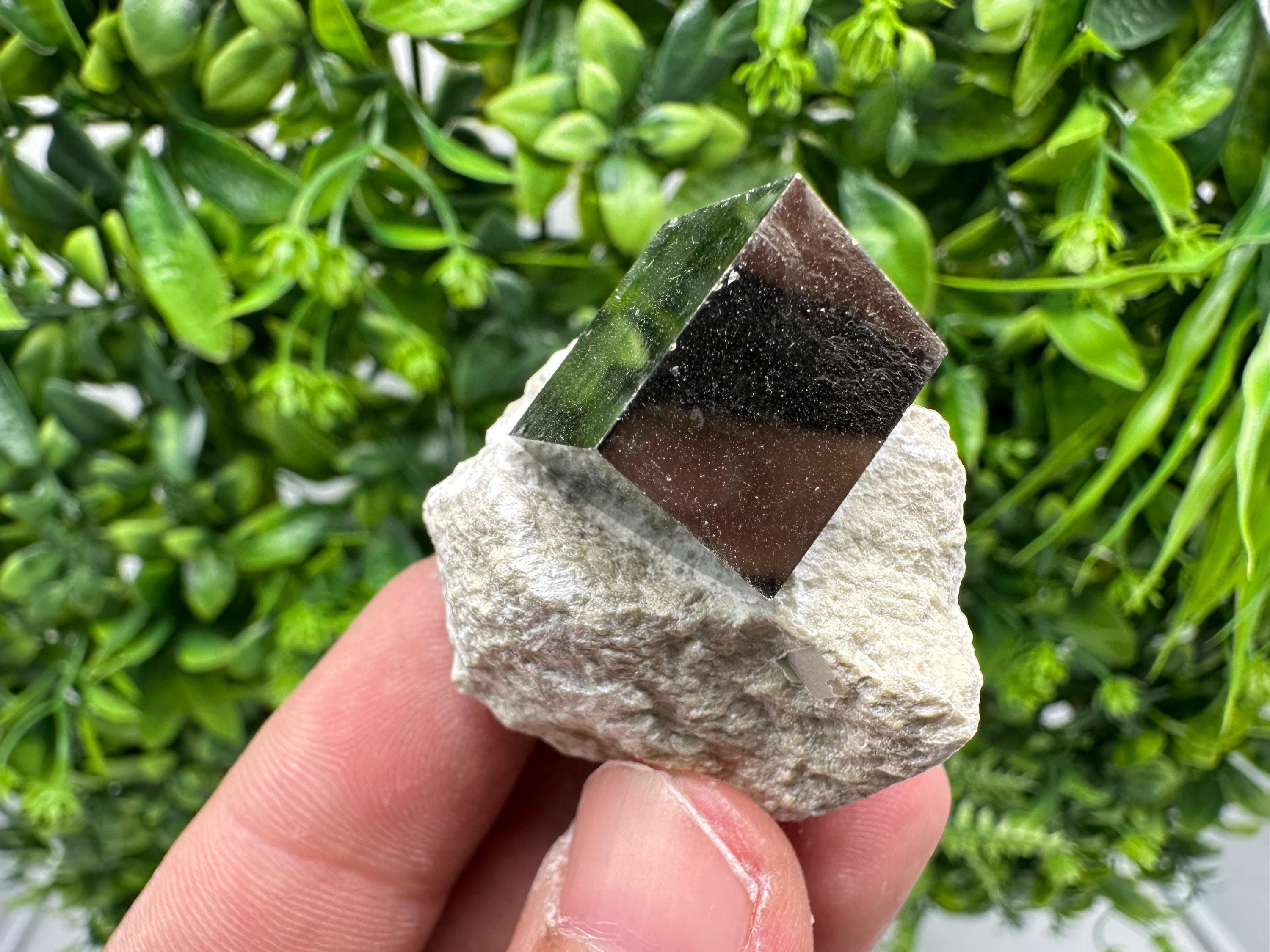 Large Pyrite Cube on Matrix: Shiny Mineral Specimen, La Rioja Spain