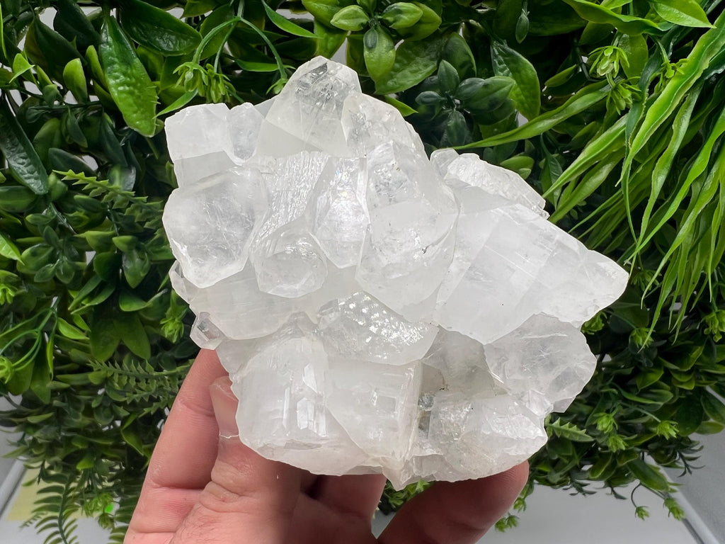 Apophyllite on Chalcedony Specimen: Transparent Crystal, India Minerals