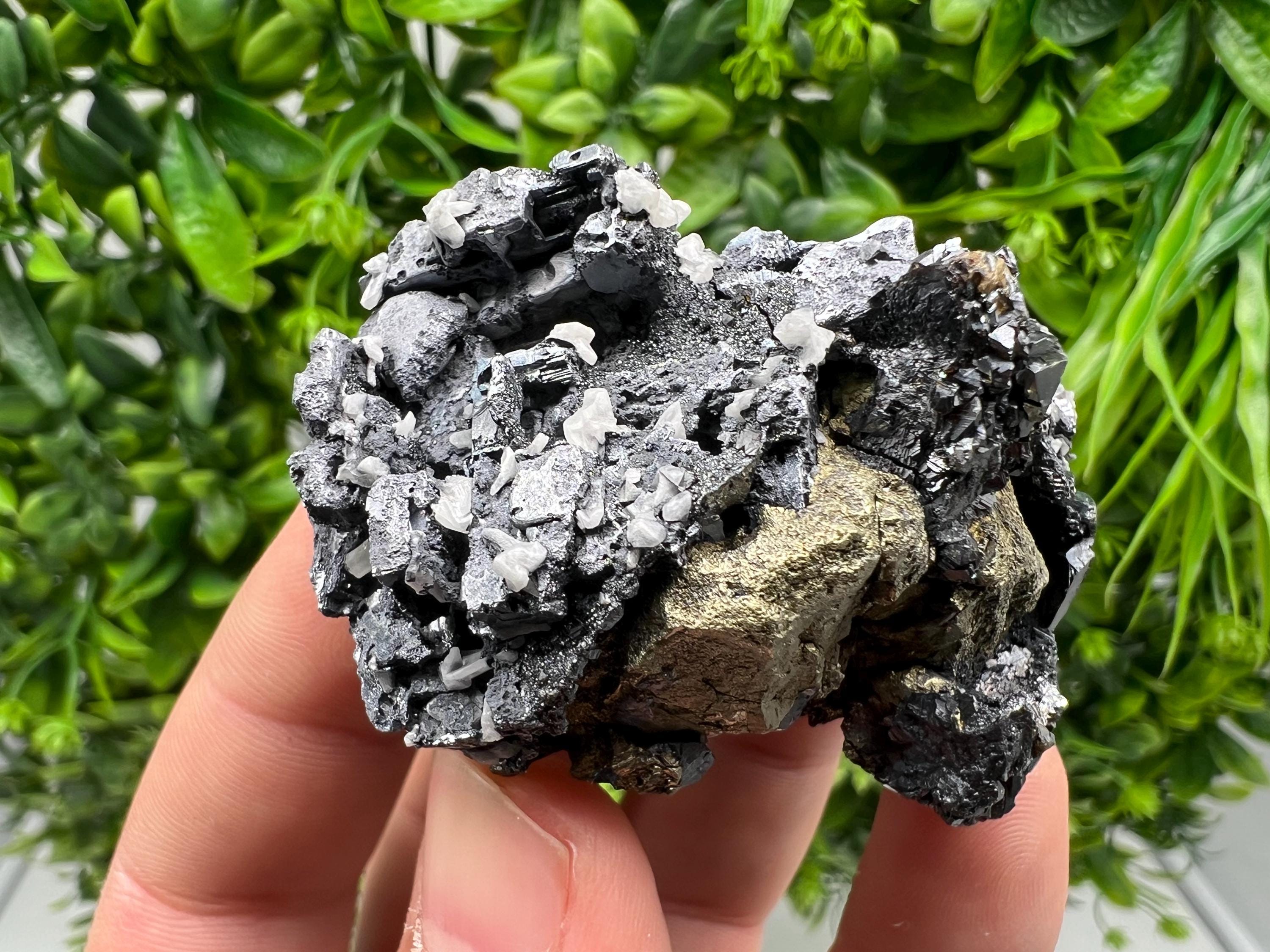 Aesthetic Natural shiny Galena whit Siderite and Quartz from 9 th September mine,Bulgaria,collection specimen,rare galena,Galena cluster