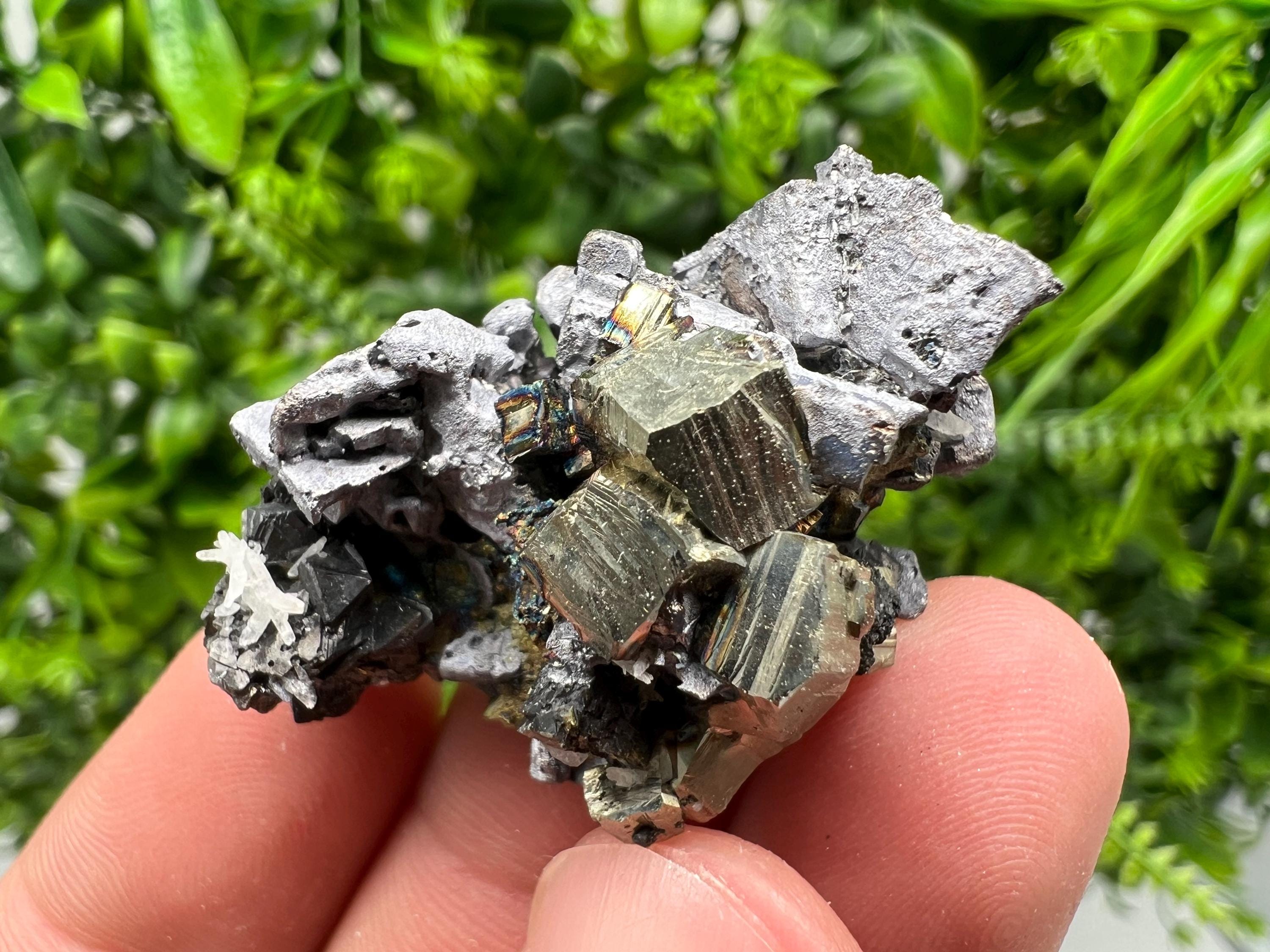 Pyrite Cluster, Galena, Sphalerite Mineral Specimen, Bulgaria Decor Crystal