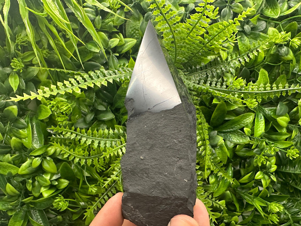12cm Polished Shungite Crystal: EMF Protection Stone