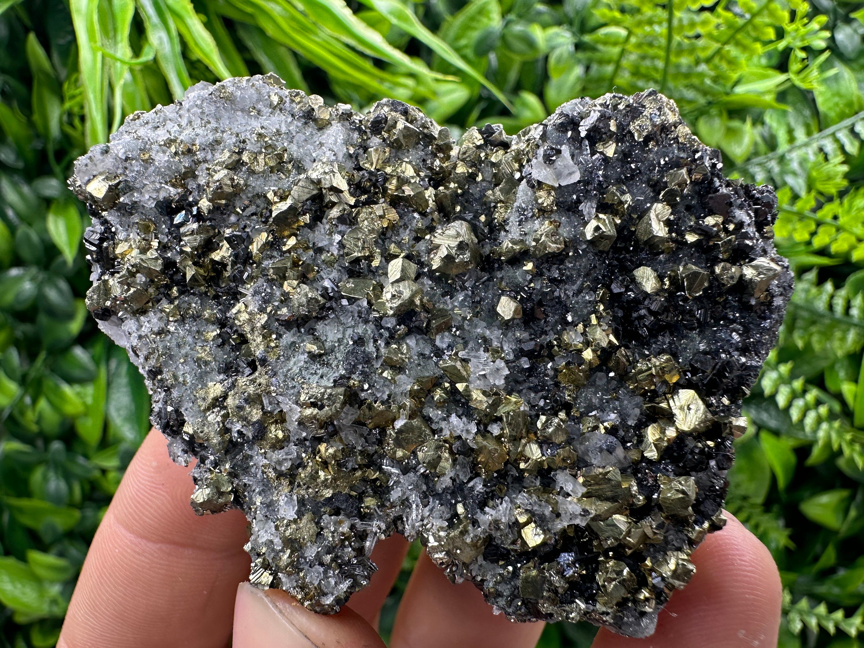 Chalcopyrite with Sphalerite on Quartz, Bulgaria Mineral Specimen