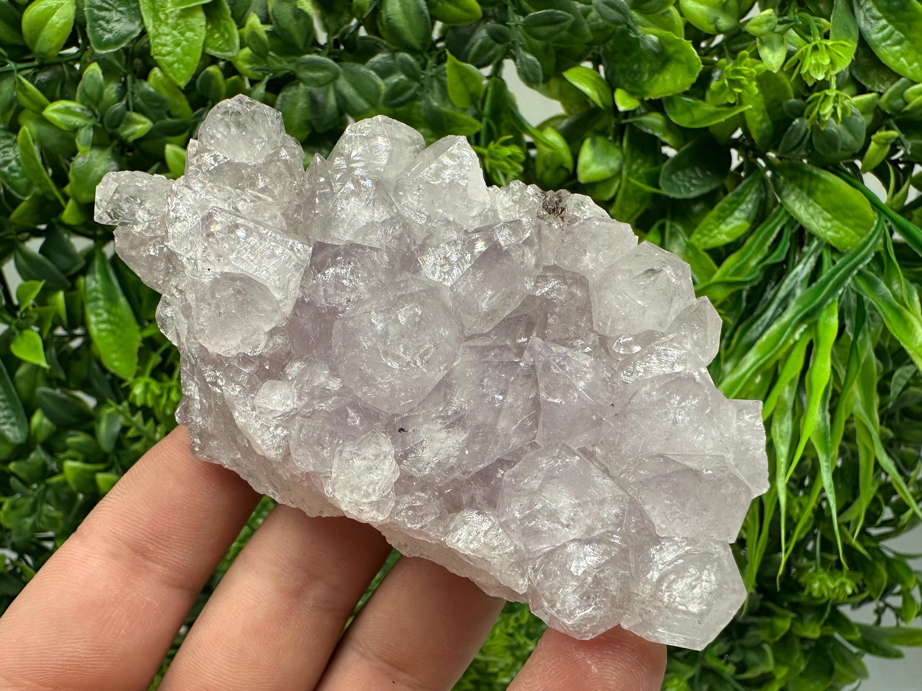 Natural Calcite on Quartz with Amethyst and Chlorite, Rare Mineral Specimen