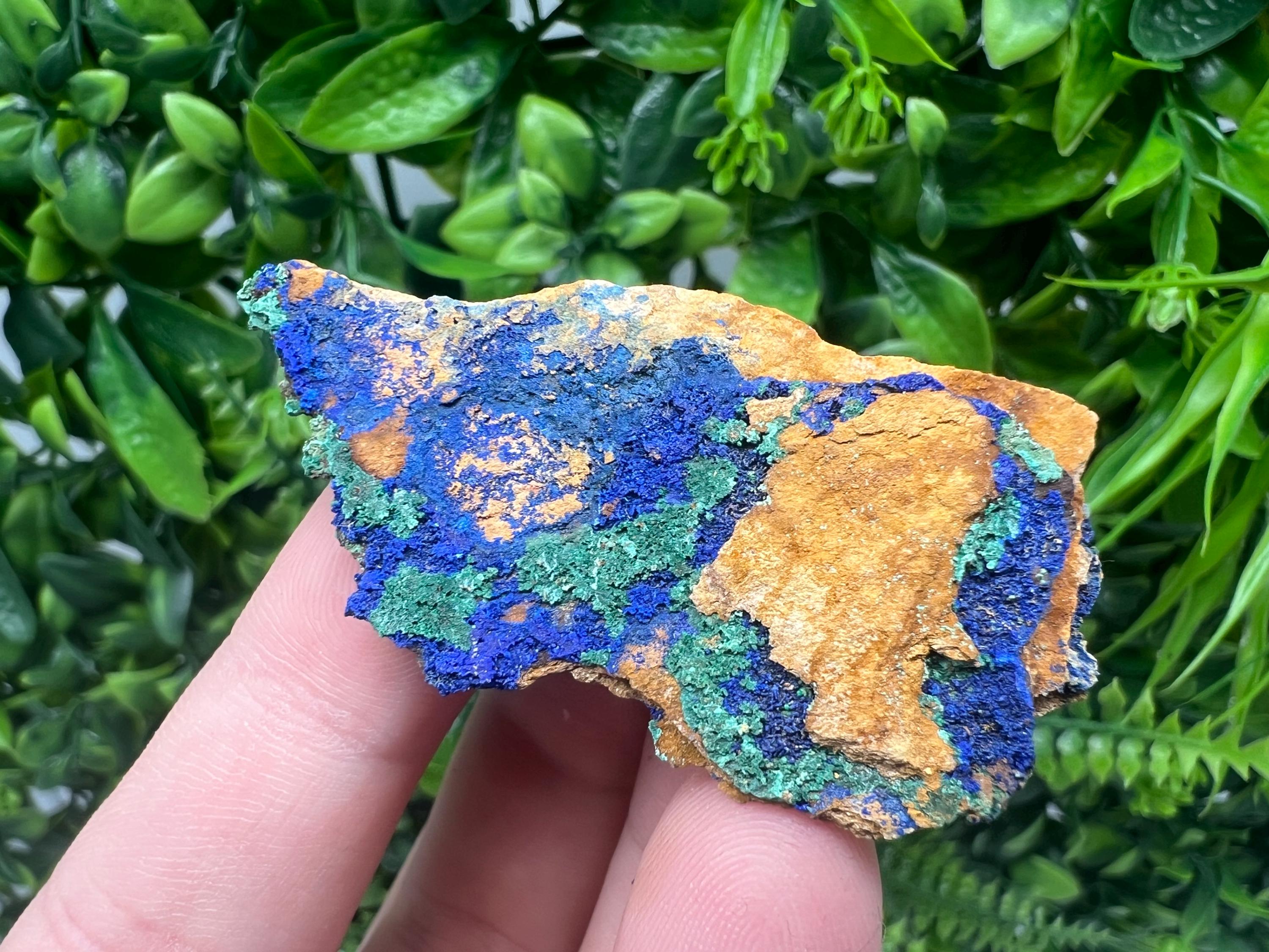 Azurite Malachite Mineral Specimen: Moroccan Blue-Green Crystal, Collector Stone