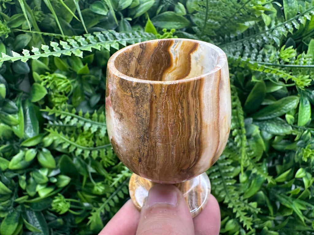 Vintage Natural Onyx Goblet: Unique Stone Wine Cup