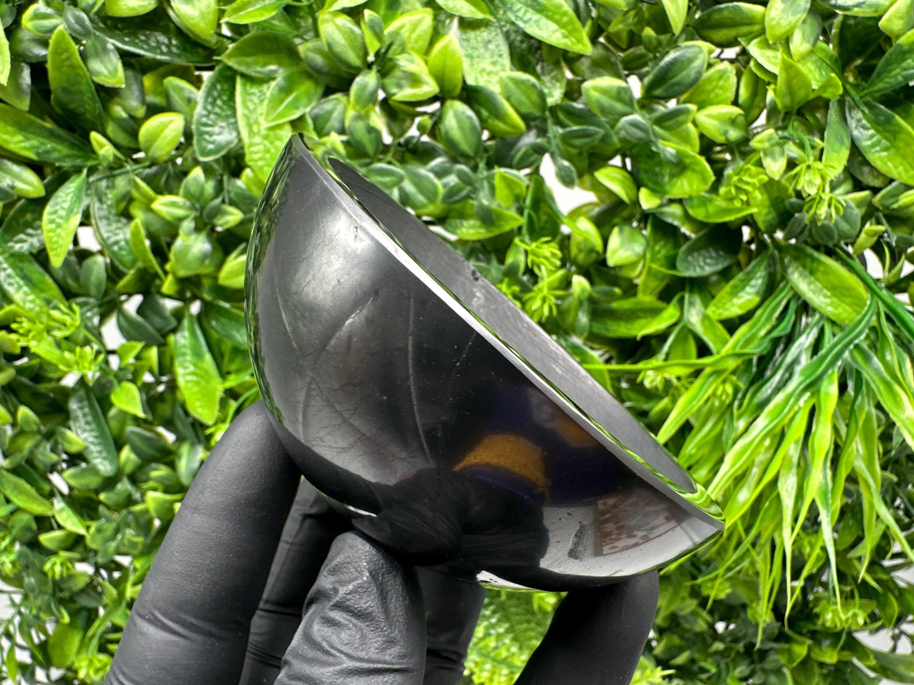 Polished Shungite Bowl 100mm: EMF Protection, Chakra Stone