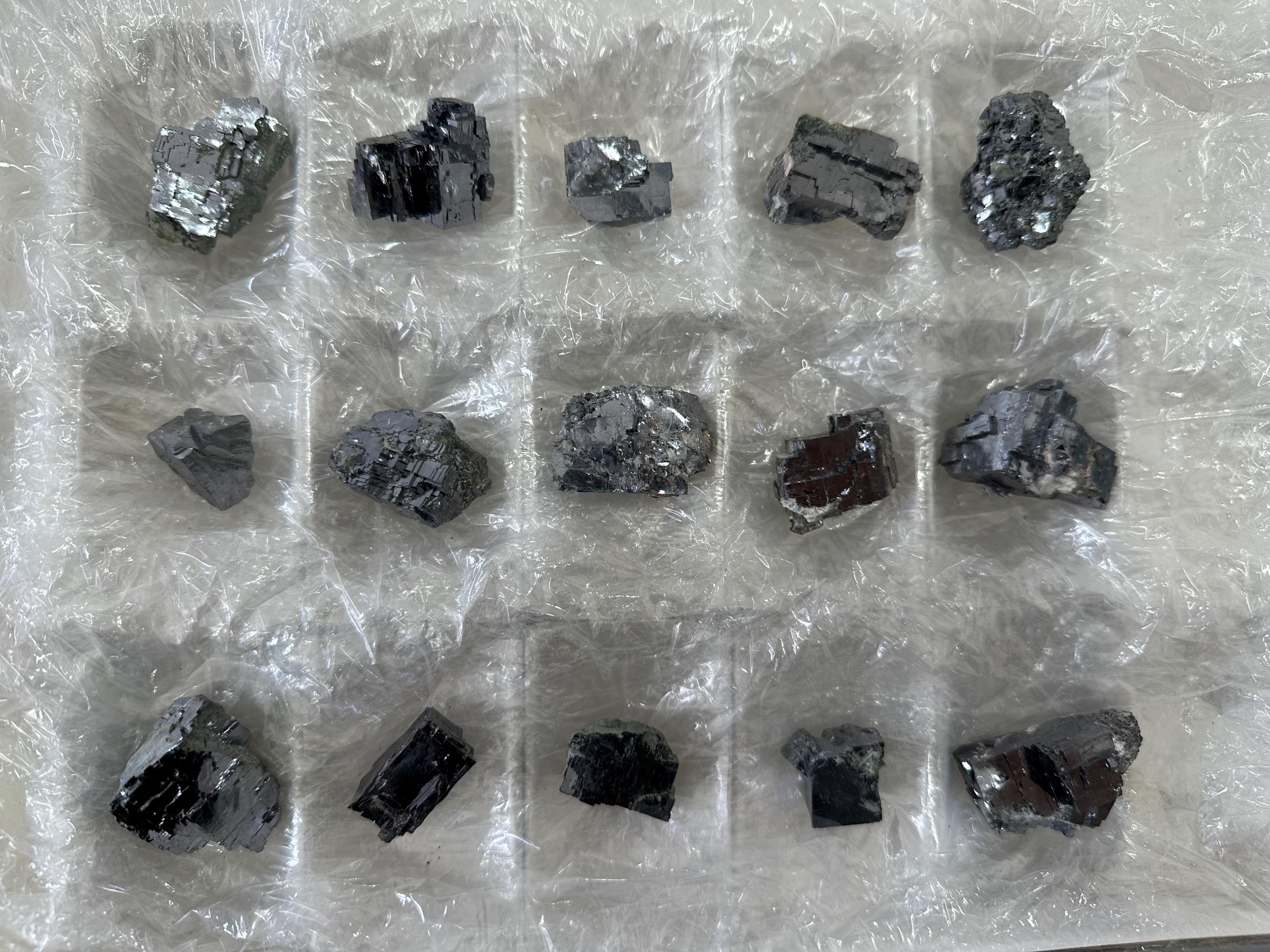 Shiny Galena Cluster Chunks: Borieva Mine Minerals (Set of 15)