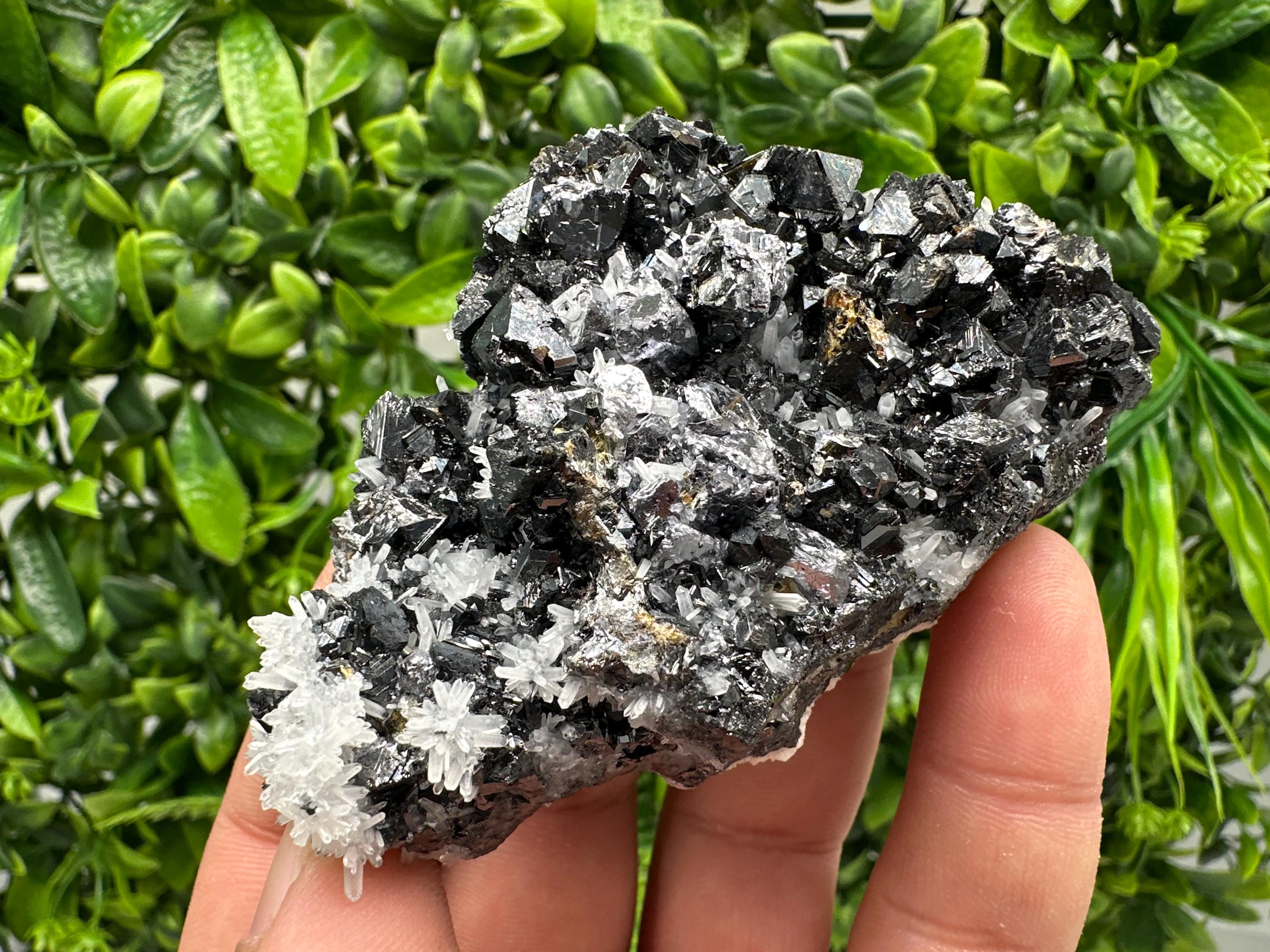 Wonderful Sphalerite on Quartz,From Borieva mine,Bulgaria,natural mineral,collection crystal,home decor stone,rare cluster,gift,souvenir