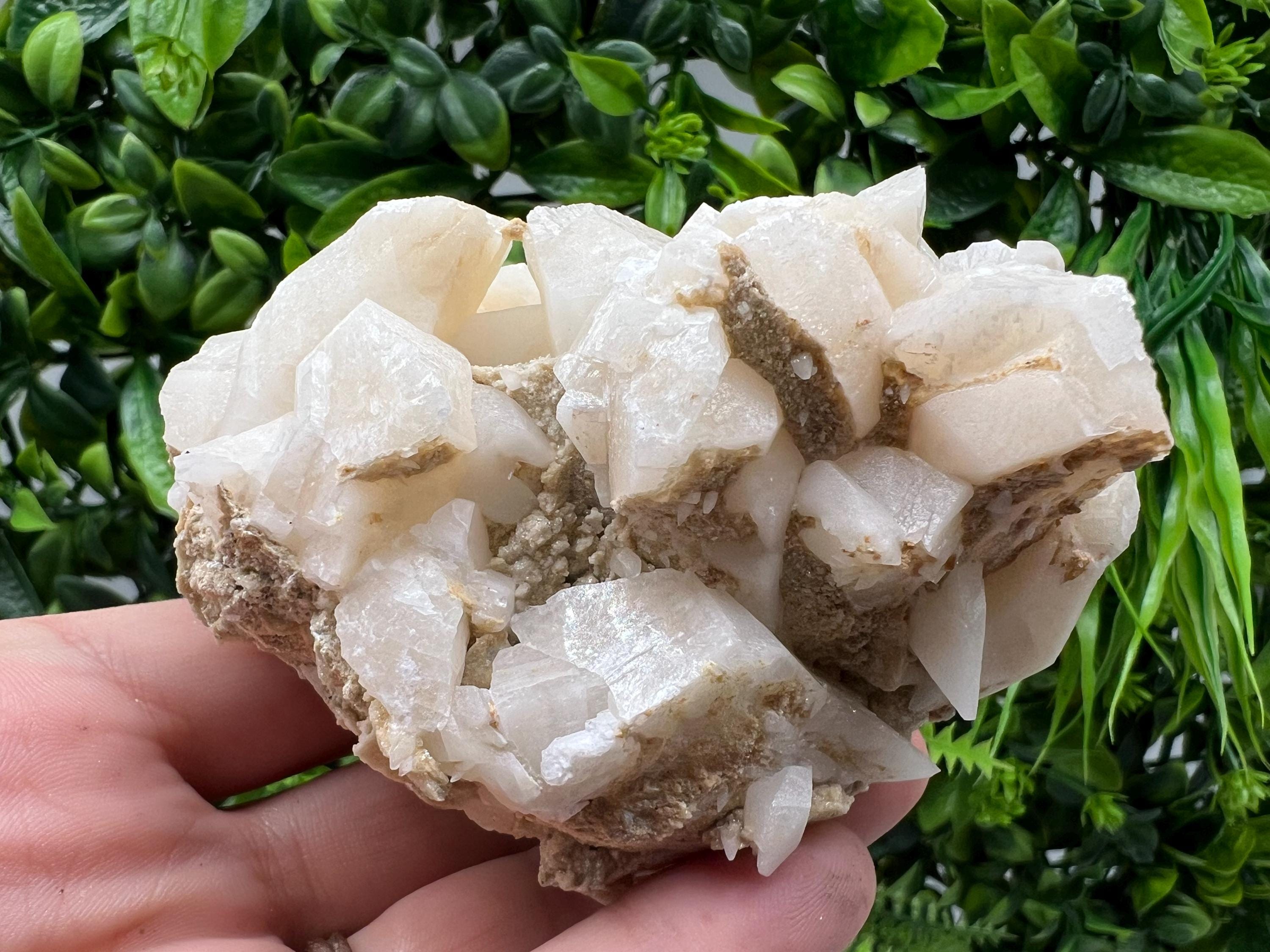 Calcite on Green Quartz: Djurcovo Mine, Bulgaria Healing Crystal