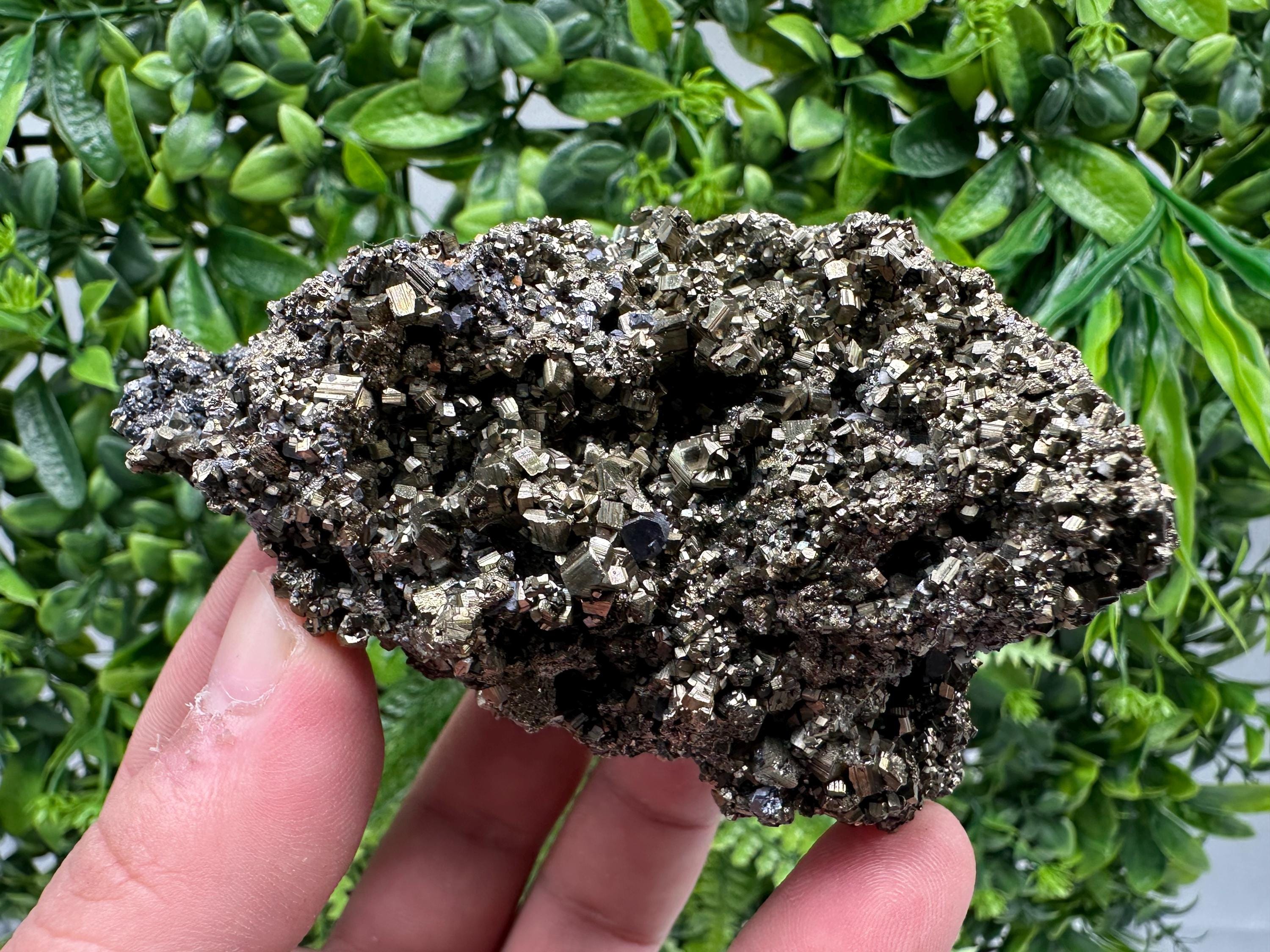 Rainbow Pyrite with Calcite, Natural Mineral Souvenir, Bulgaria