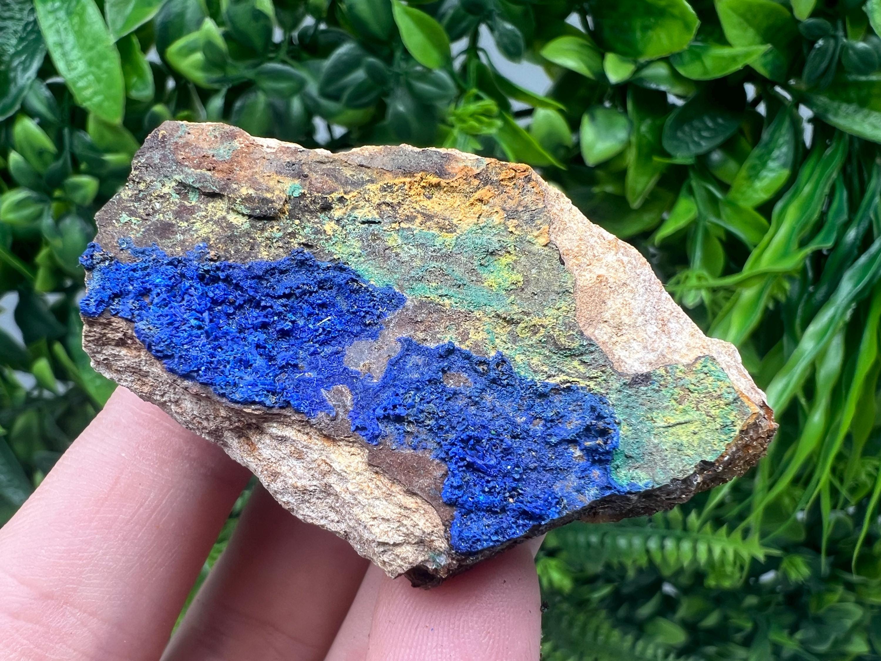 Azurite Malachite Mineral Specimen: Moroccan Blue-Green Crystal, Collector Stone
