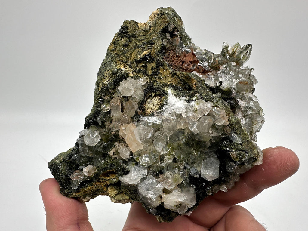 Sparkly Green Epidote with Quartz Crystals, Eastern Anatolian Mineral Specimen