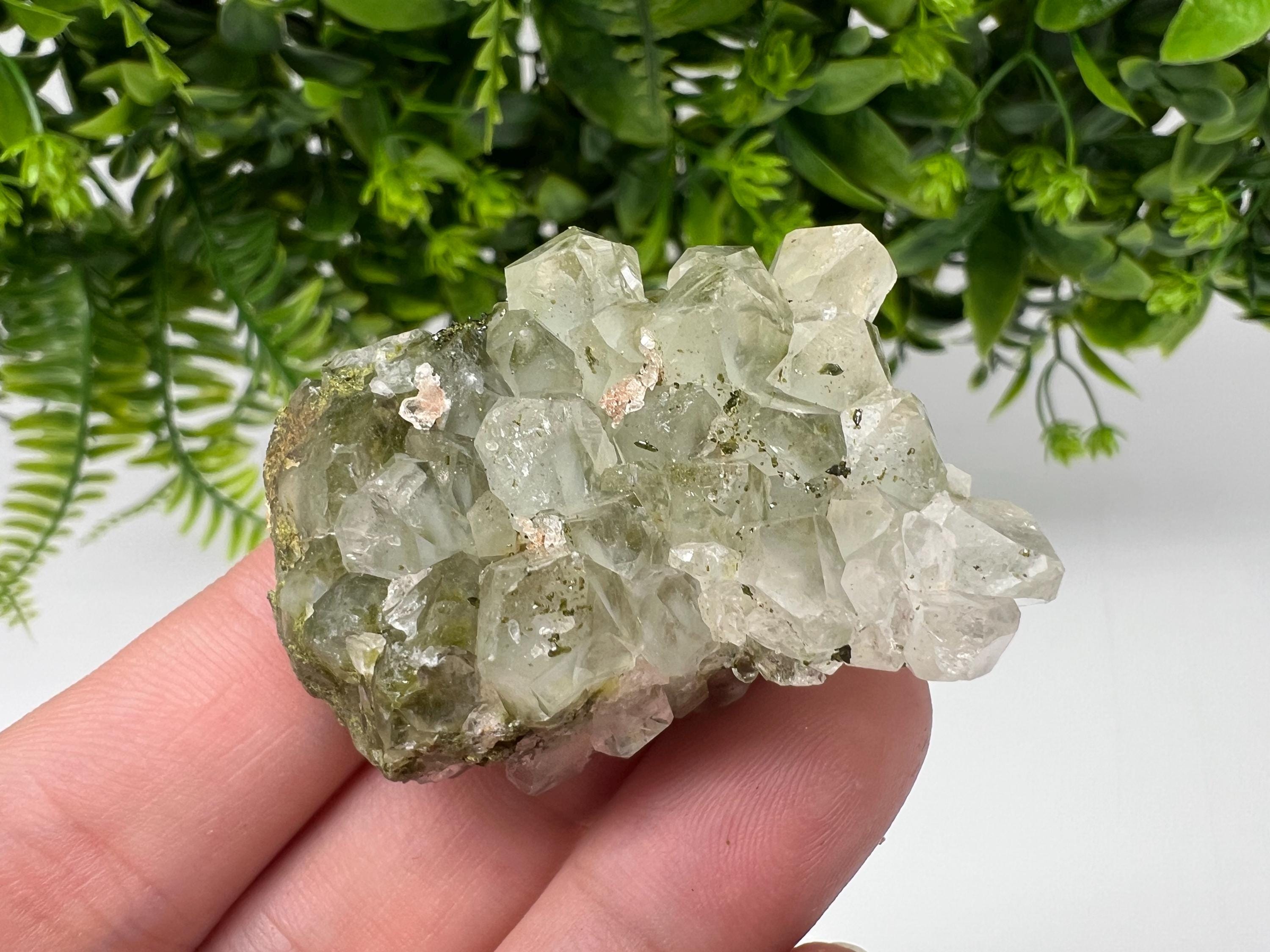 LARGE, Green Epidote with Quartz Crystals - Extremely Sparkly with Rainbows,souvenirs collection stone,gift,decor, Eastern Anatolian, Turkey