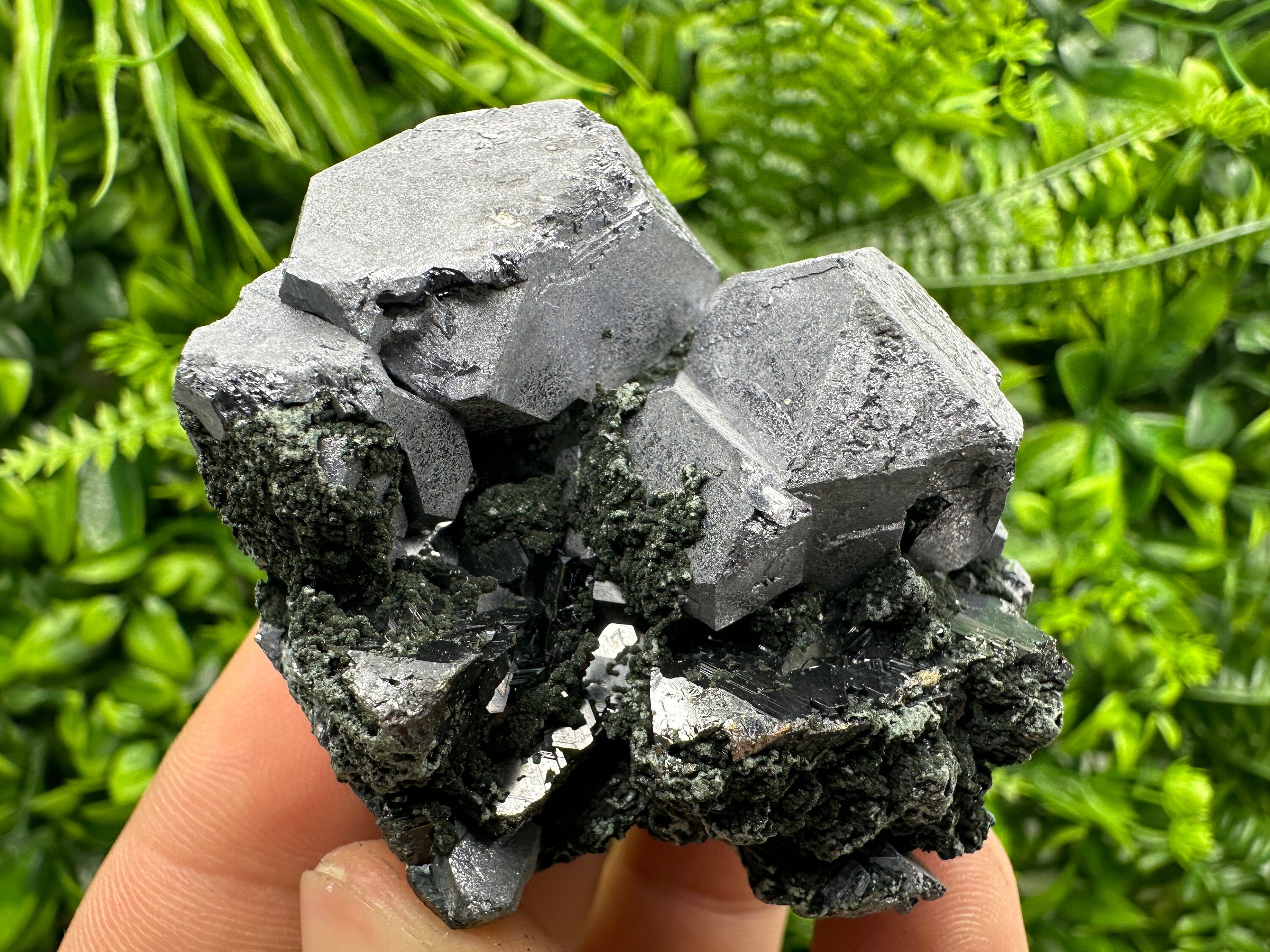 Galena Sphalerite Chlorite Crystal Cluster, Bulgaria Mineral Specimen
